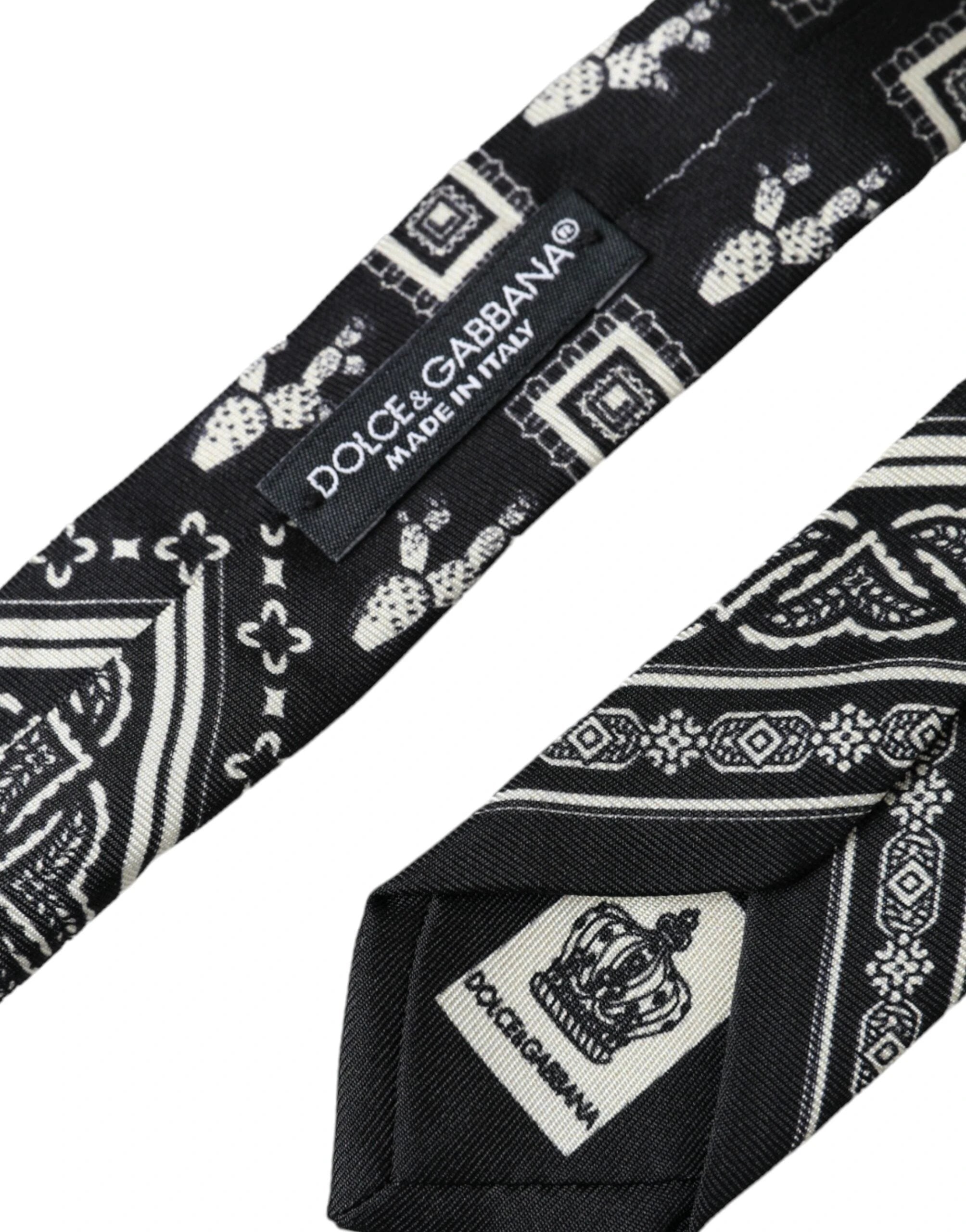 Dolce & Gabbana Black Patterned 100%Silk Adjustable Tie by Dolce & Gabbana