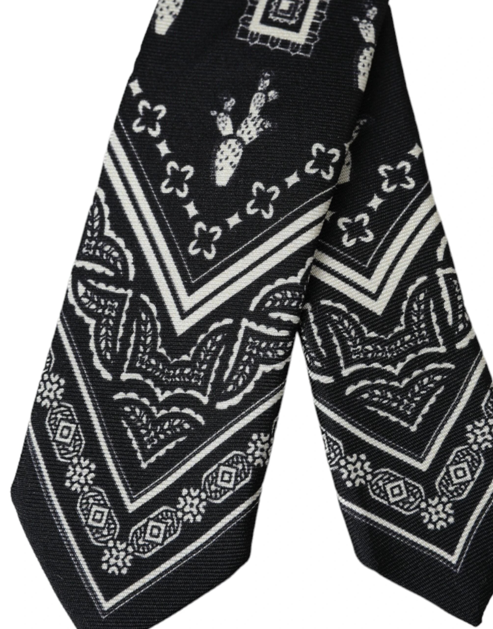 Dolce & Gabbana Black Patterned 100%Silk Adjustable Tie by Dolce & Gabbana