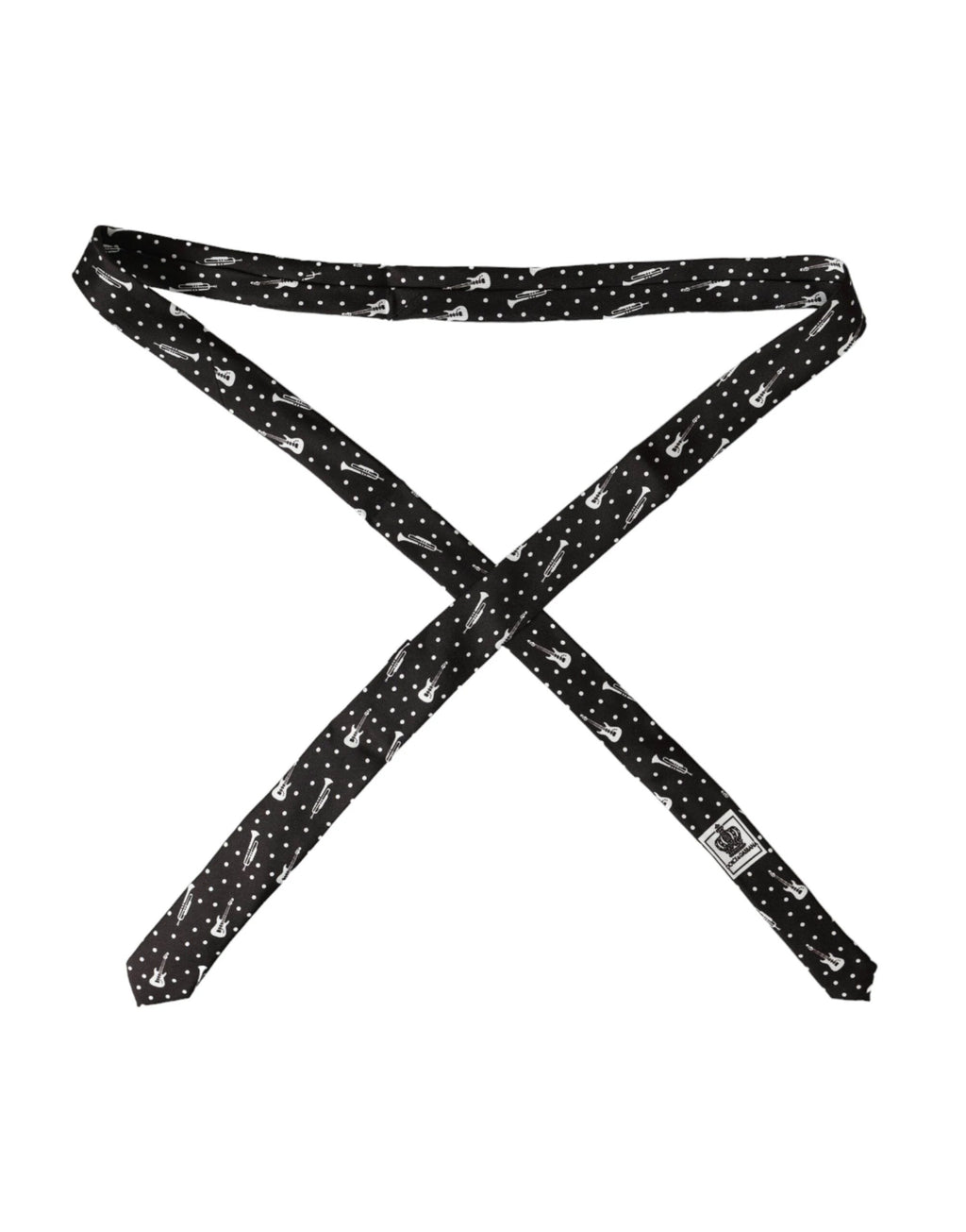 Dolce & Gabbana Black Guitar Print Silk Adjustable Tie by Dolce & Gabbana