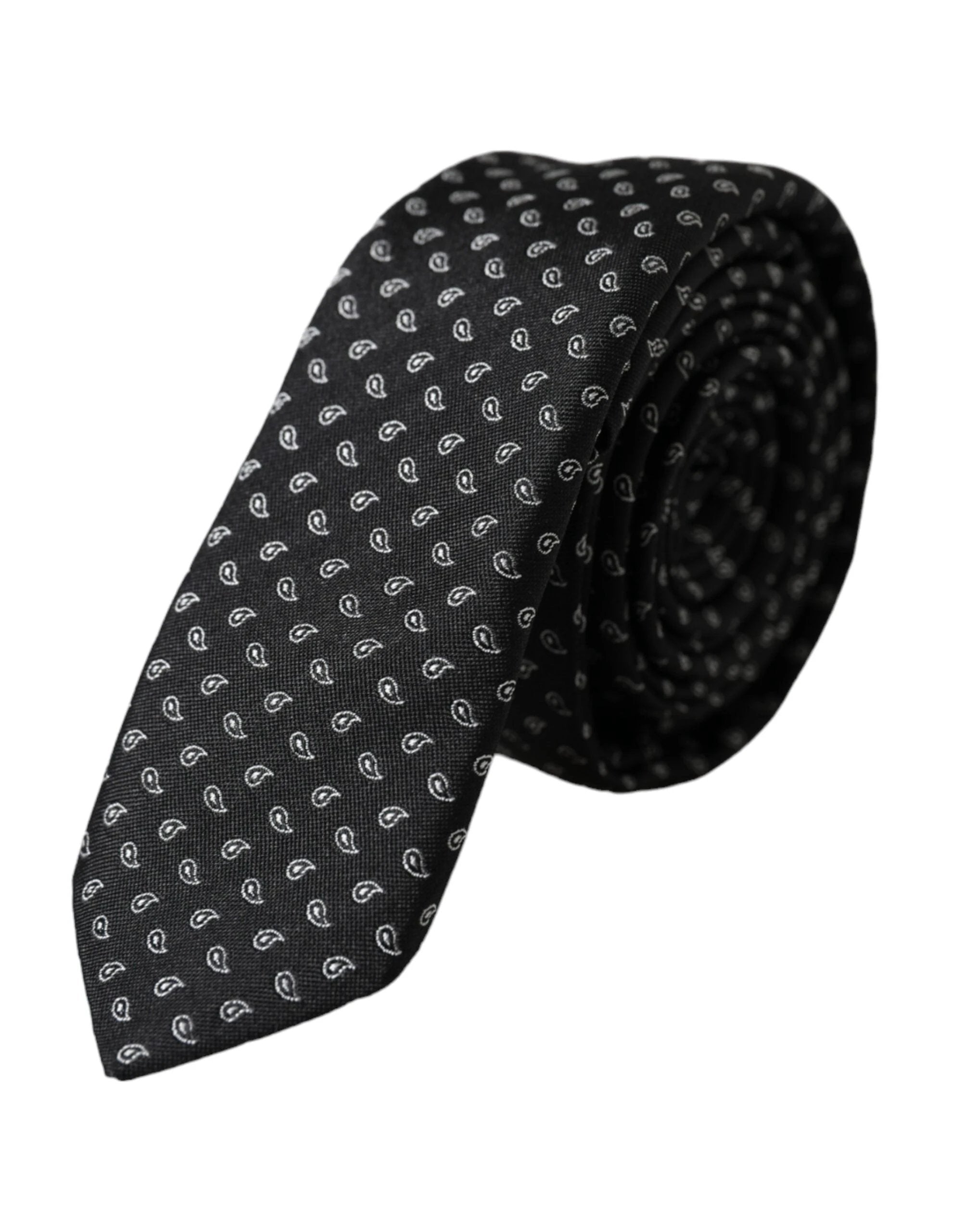 Dolce & Gabbana Black Jacquard Patterned Silk Adjustable Men Tie by Dolce & Gabbana