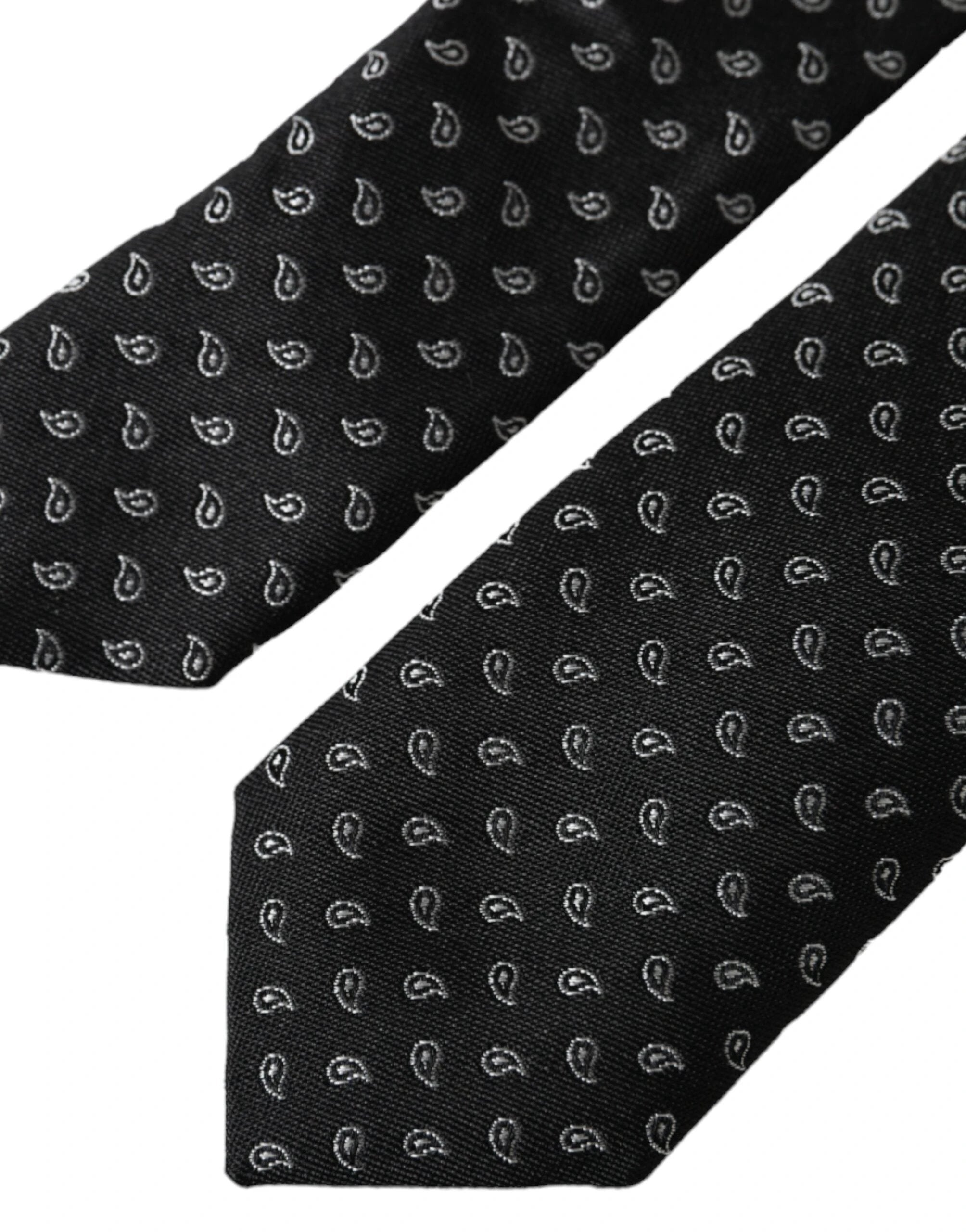 Dolce & Gabbana Black Jacquard Patterned Silk Adjustable Men Tie by Dolce & Gabbana