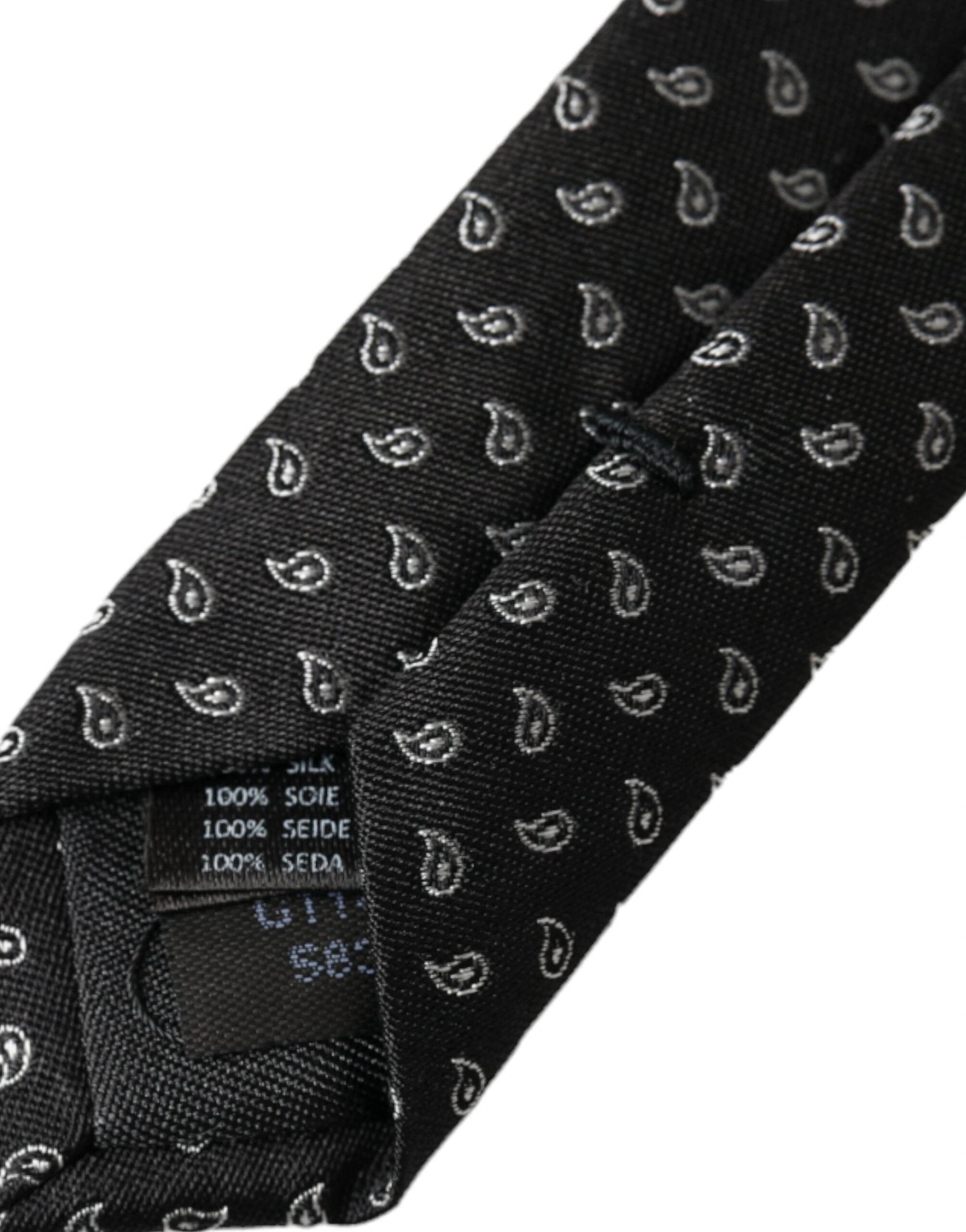 Dolce & Gabbana Black Jacquard Patterned Silk Adjustable Men Tie by Dolce & Gabbana