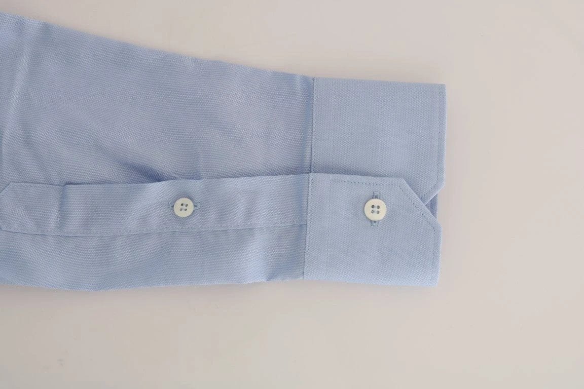 Cavalli Light Blue Cotton Slim Fit Dress Shirt by Cavalli