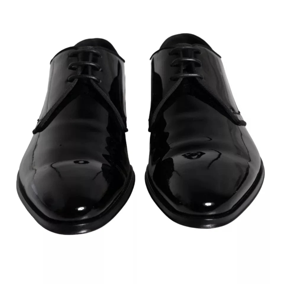 Dolce & Gabbana Black Calfskin Leather Derby Men Dress Shoes by Dolce & Gabbana