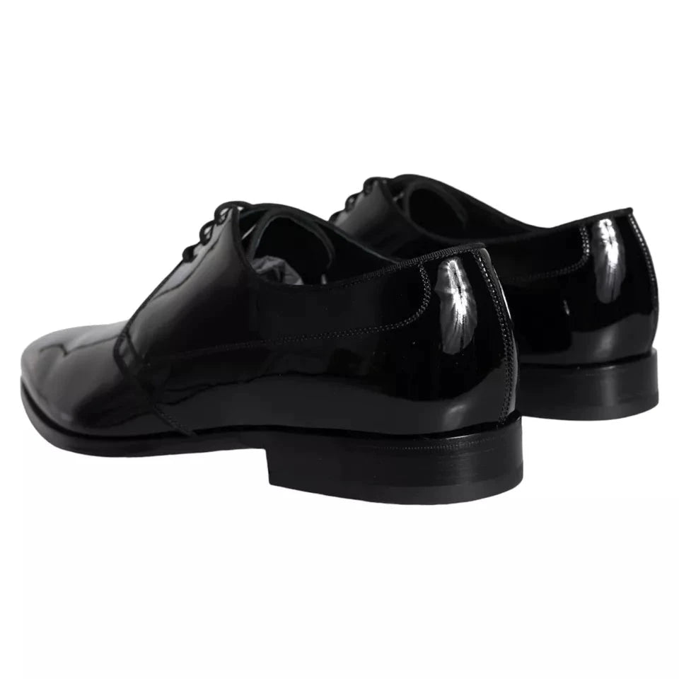 Dolce & Gabbana Black Calfskin Leather Derby Men Dress Shoes by Dolce & Gabbana