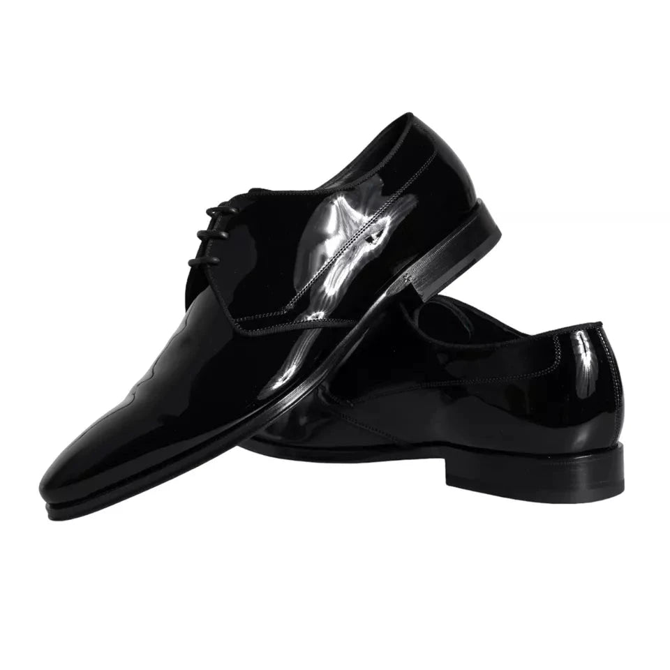 Dolce & Gabbana Black Calfskin Leather Derby Men Dress Shoes by Dolce & Gabbana