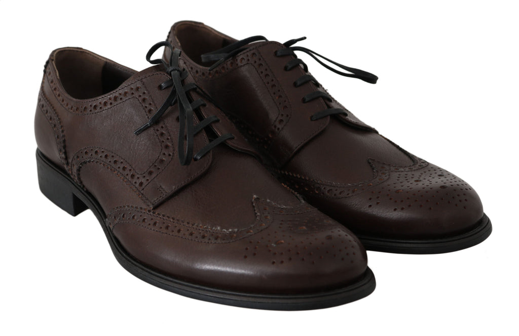 Dolce & Gabbana Brown Leather Brogue Derby Dress Shoes