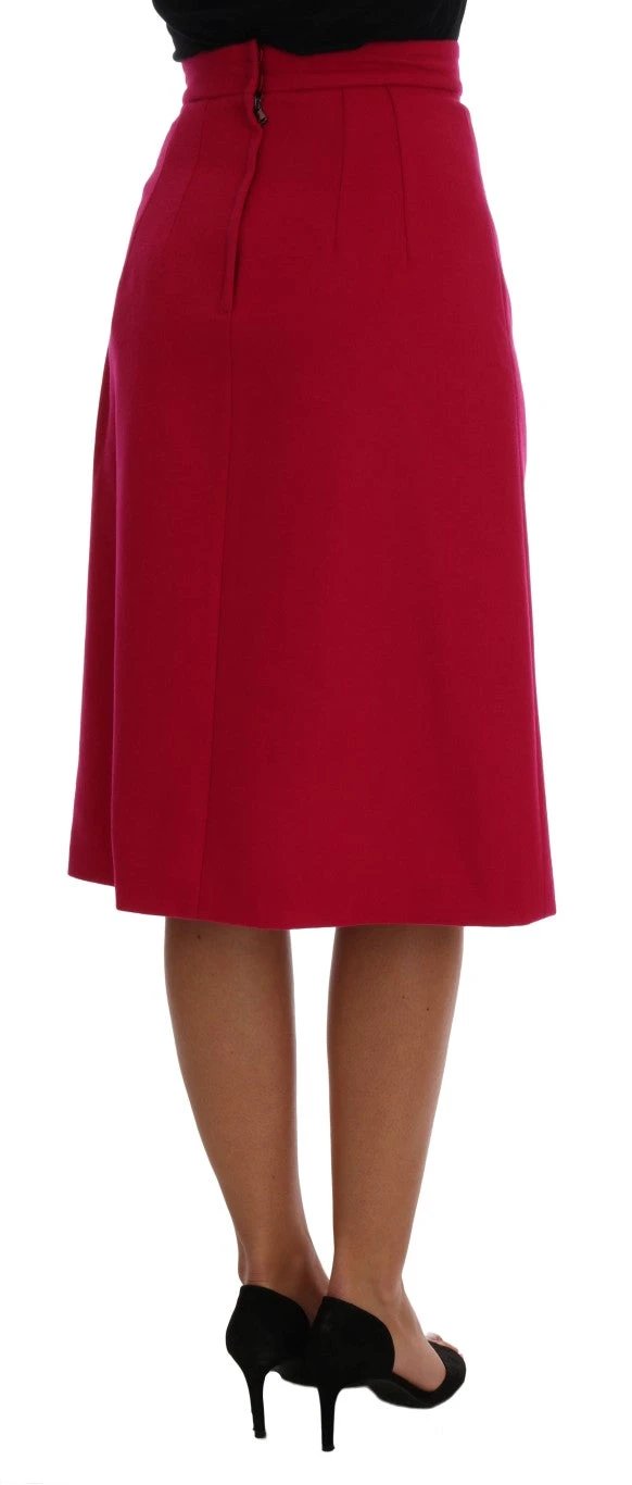 Dolce & Gabbana Pink Wool Knee Long A-Line Skirt by Dolce & Gabbana