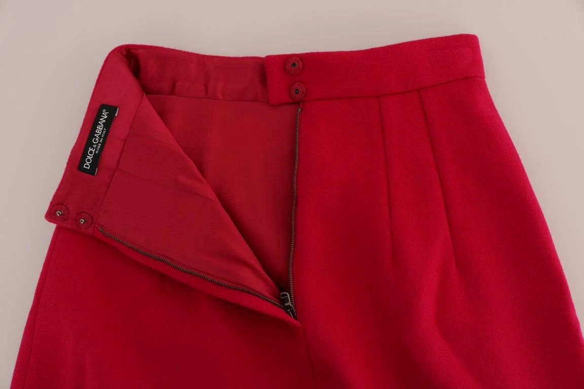 Dolce & Gabbana Pink Wool Knee Long A-Line Skirt by Dolce & Gabbana