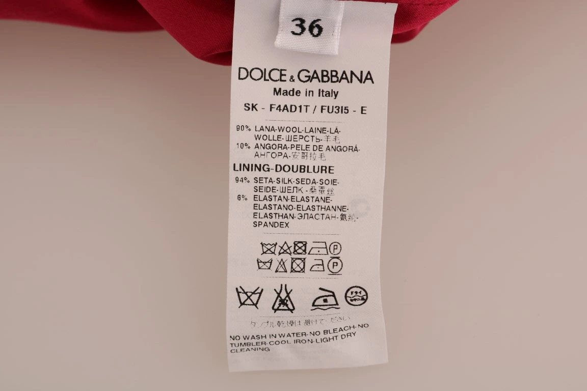 Dolce & Gabbana Pink Wool Knee Long A-Line Skirt by Dolce & Gabbana