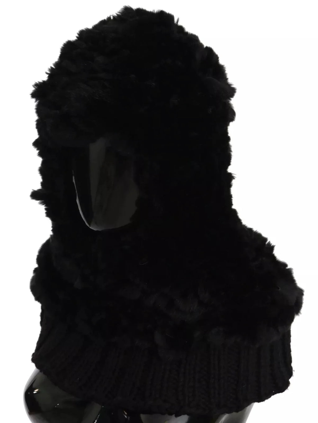 Dolce & Gabbana Black Silver Fox Fur Cashmere Hooded Scarf by Dolce & Gabbana