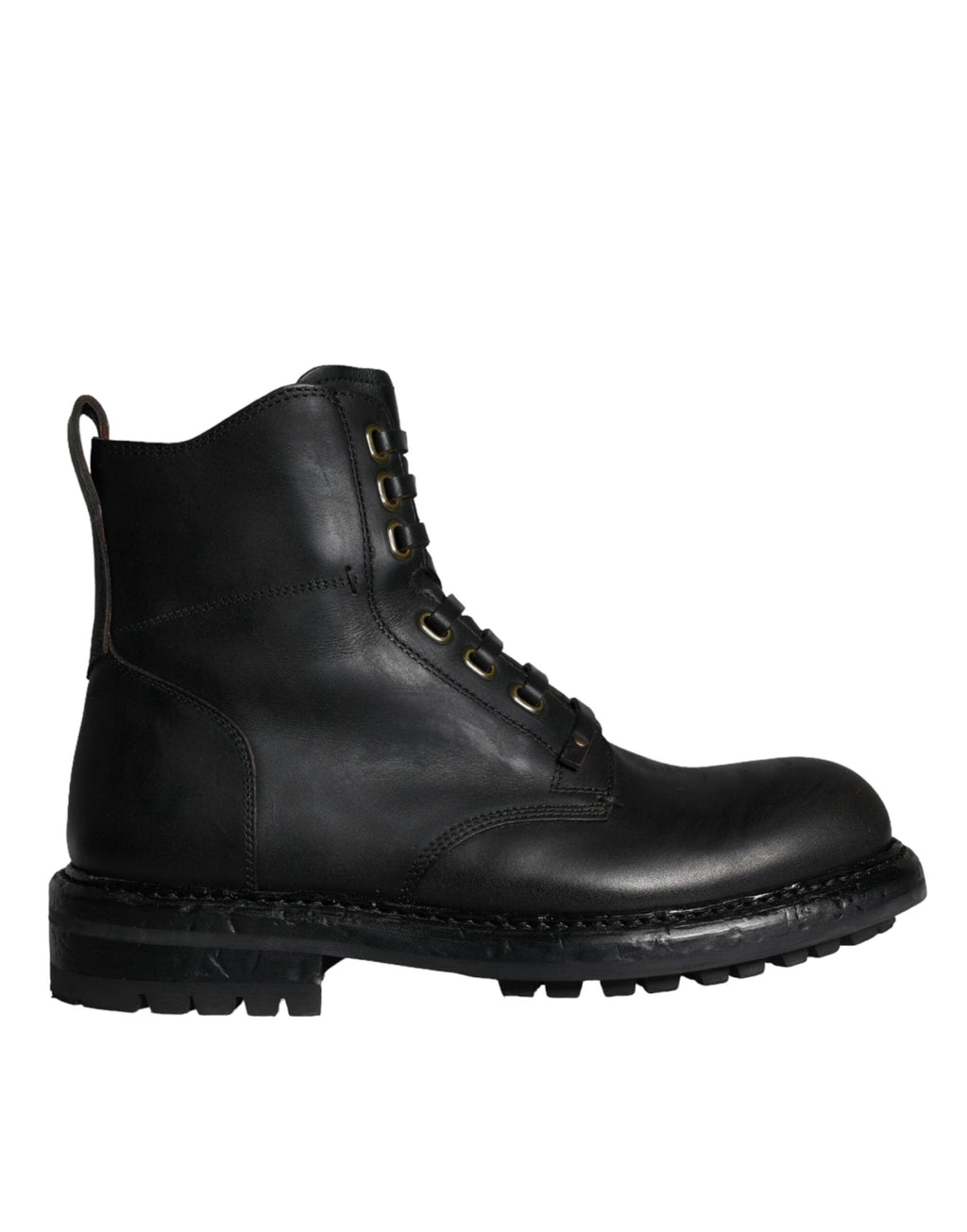 Dolce & Gabbana Black Lace Up Mid Calf Boots Men Shoes by Dolce & Gabbana