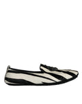 Dolce & Gabbana Black White Calf Fur Slip On Loafers Men Shoes by Dolce & Gabbana