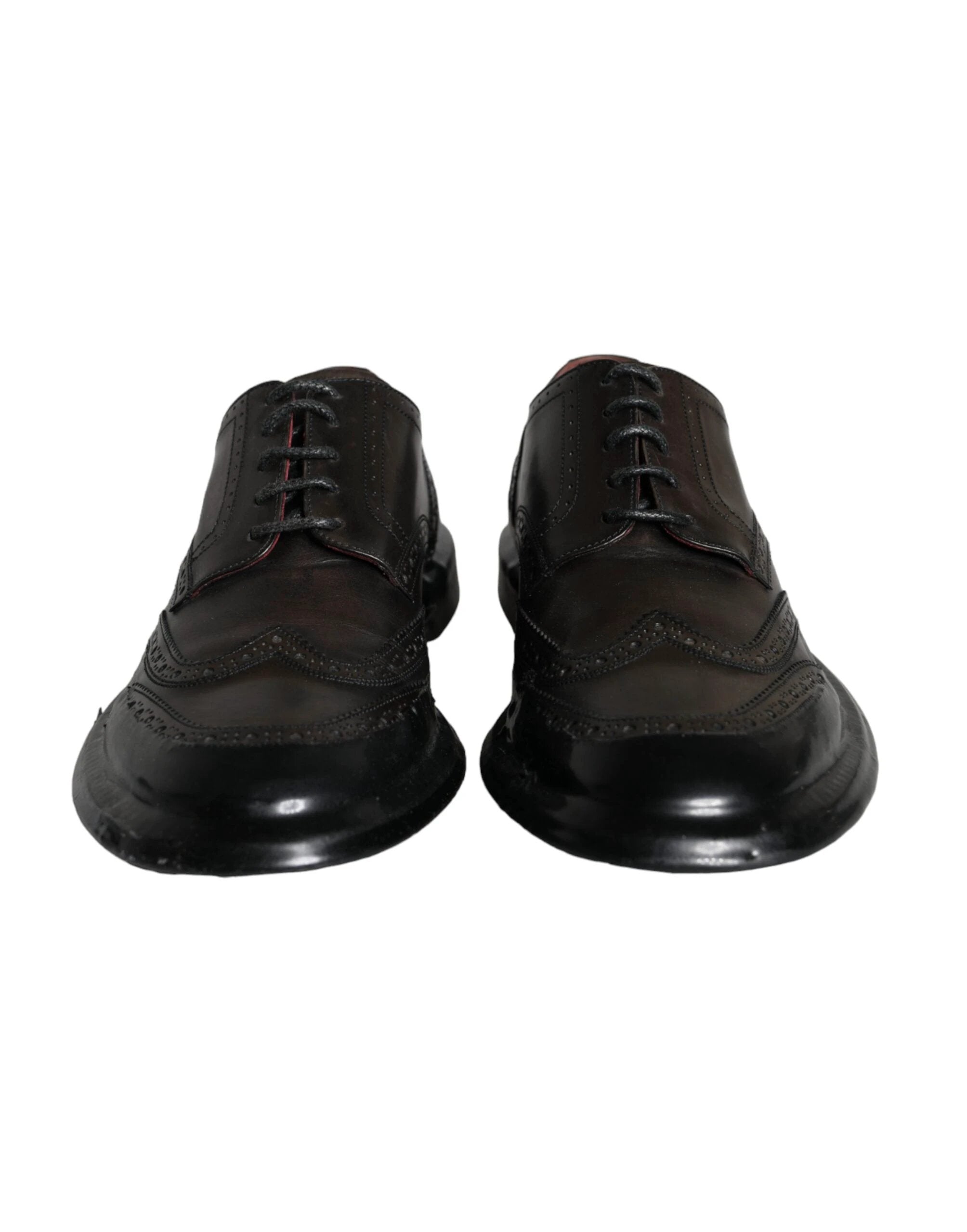 Dolce & Gabbana Black Leather Oxford Wingtip Formal Men Shoes by Dolce & Gabbana