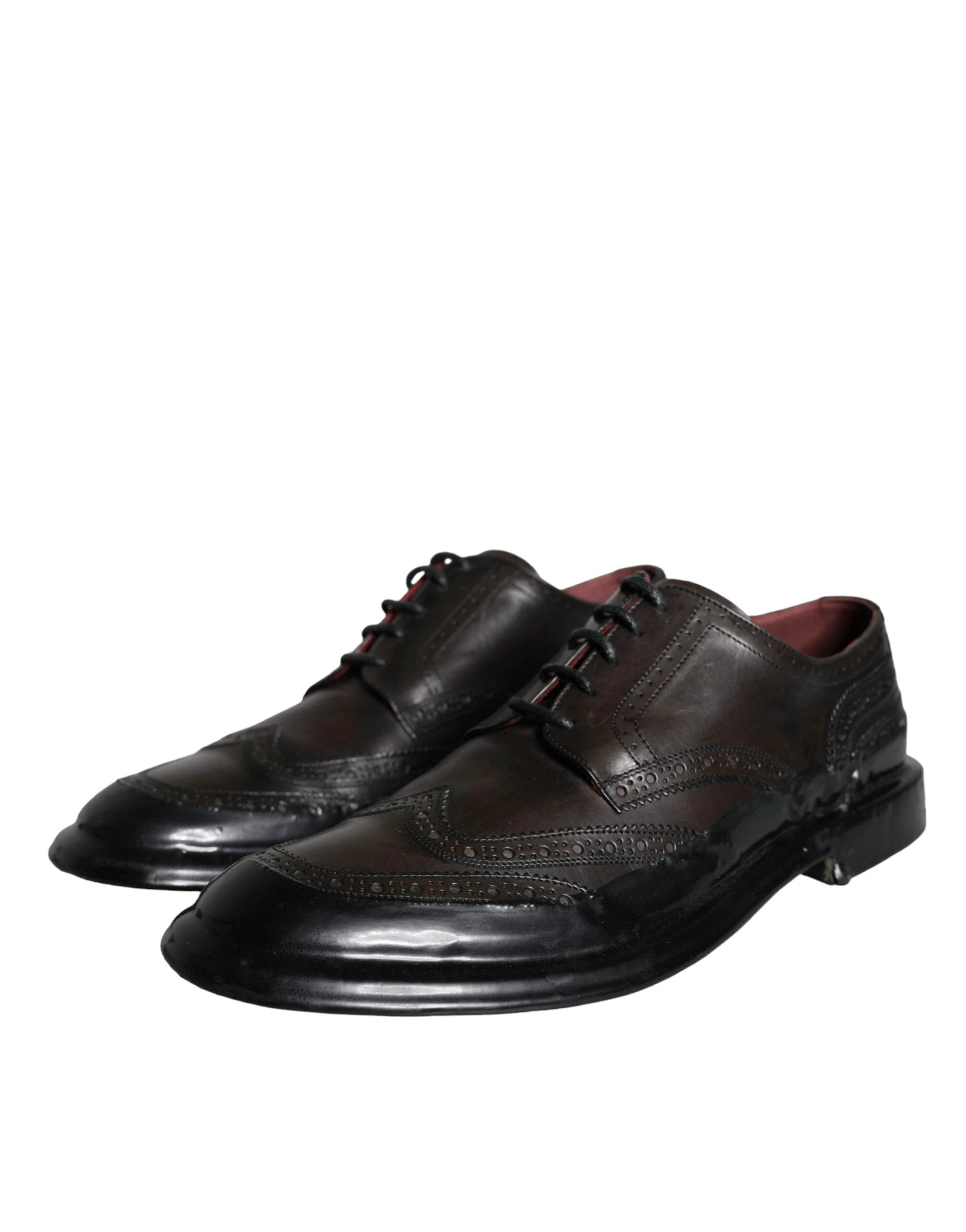 Dolce & Gabbana Black Leather Oxford Wingtip Formal Men Shoes by Dolce & Gabbana