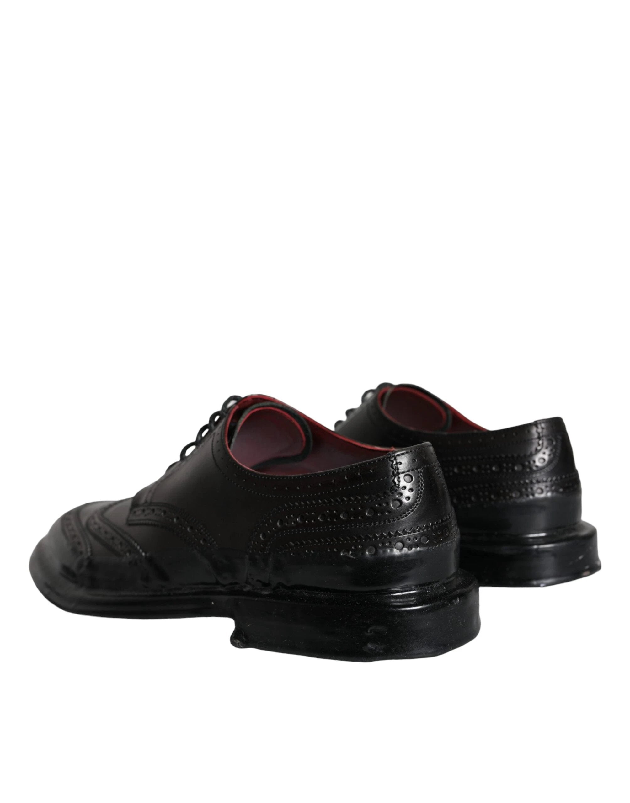 Dolce & Gabbana Black Leather Oxford Wingtip Formal Men Shoes by Dolce & Gabbana