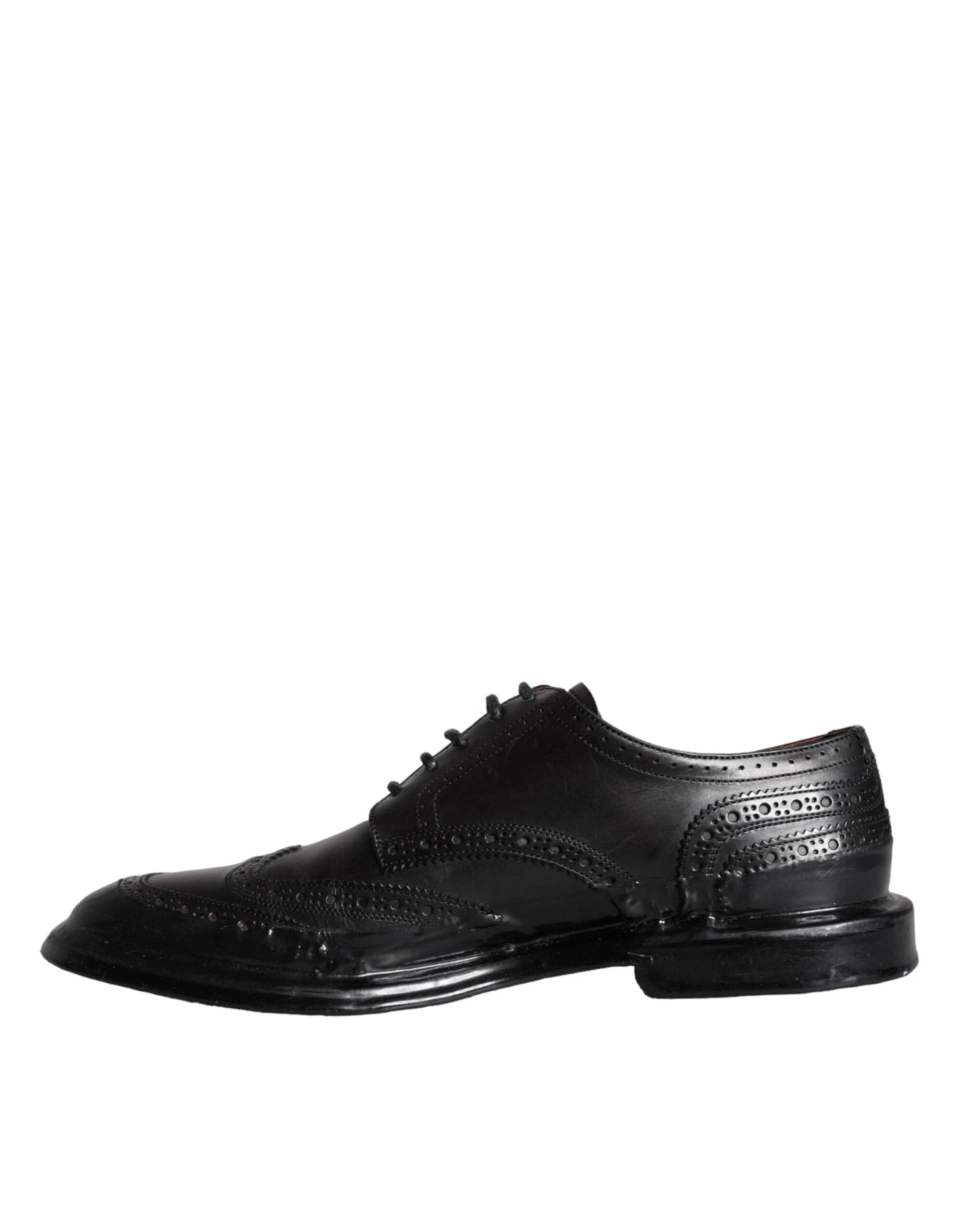 Dolce & Gabbana Black Leather Oxford Wingtip Formal Men Shoes by Dolce & Gabbana