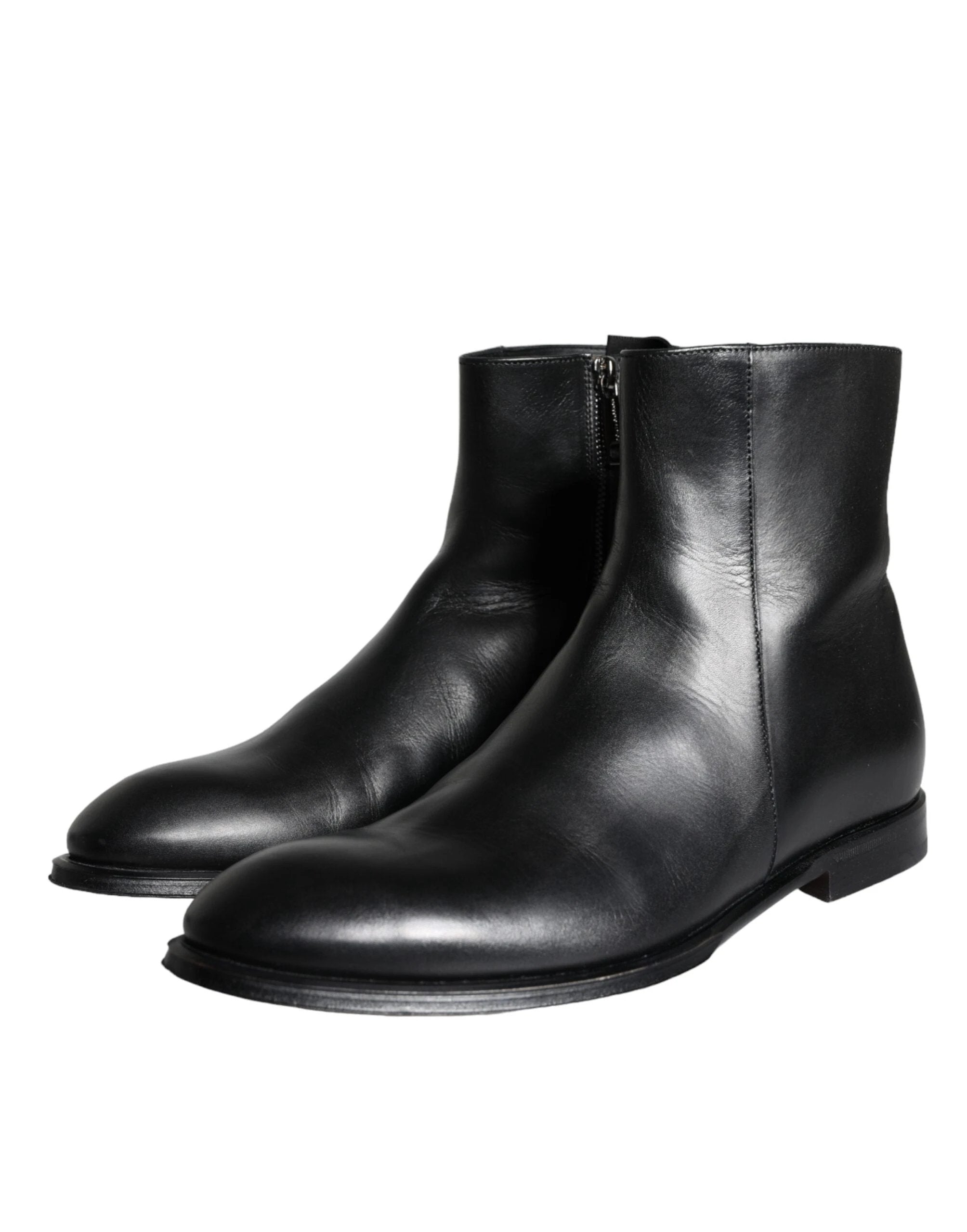 Dolce & Gabbana Black Calf Leather Men Ankle Boots Men Shoes by Dolce & Gabbana