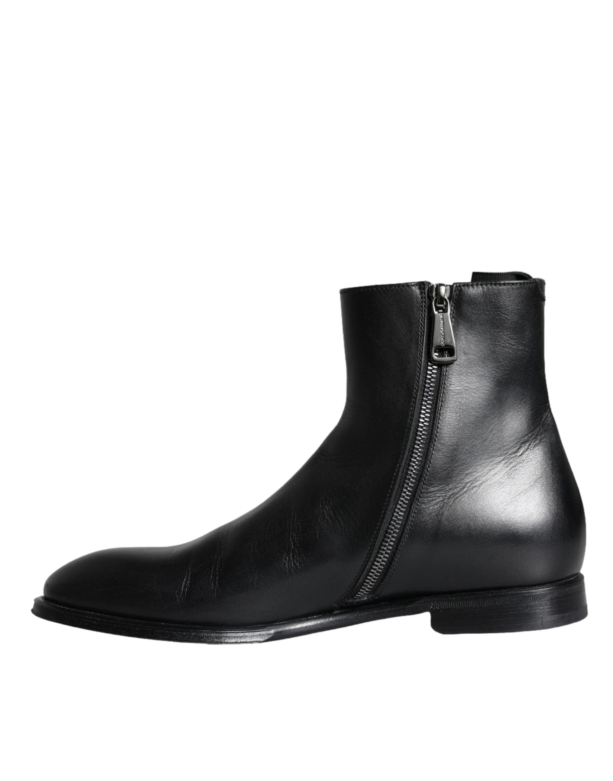 Dolce & Gabbana Black Calf Leather Men Ankle Boots Men Shoes by Dolce & Gabbana