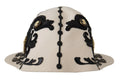 Dolce & Gabbana White Black Wool Embroidered Cameo Brooch Hat by Dolce & Gabbana
