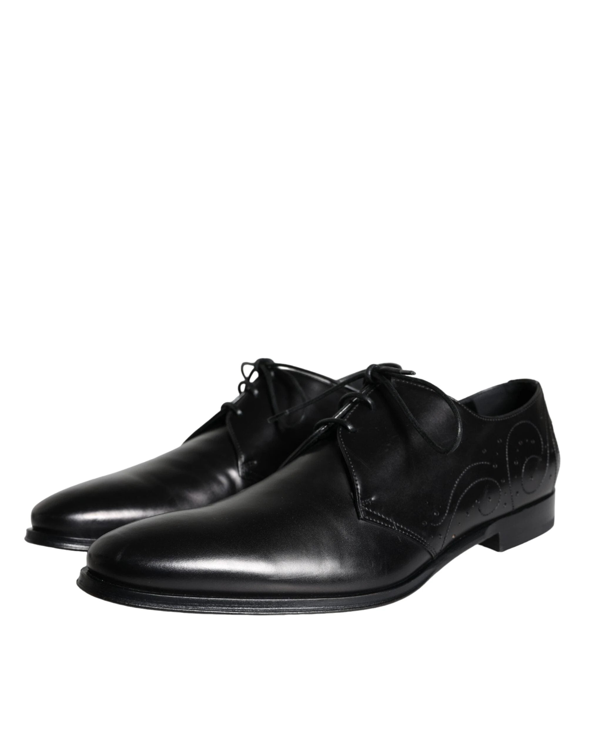 Dolce & Gabbana Black Calfskin Leather Derby Men Dress Shoes by Dolce & Gabbana