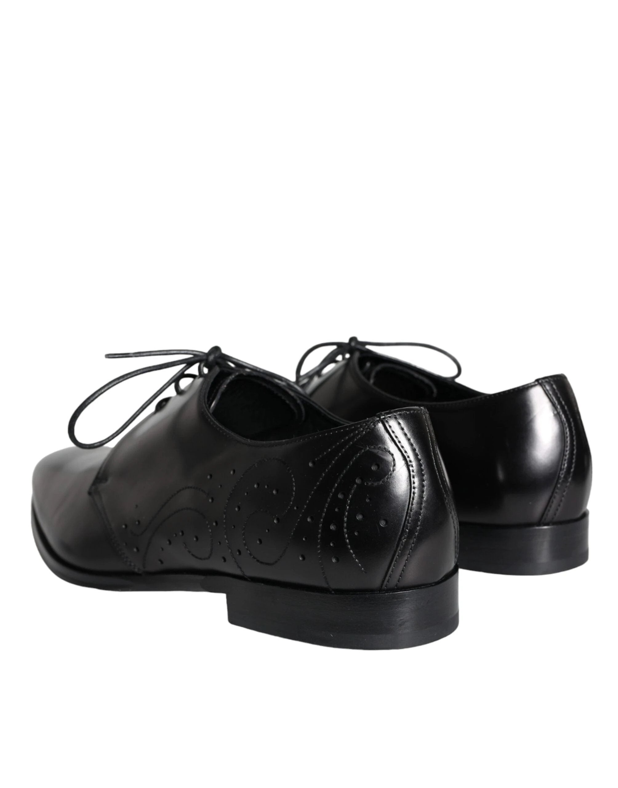 Dolce & Gabbana Black Calfskin Leather Derby Men Dress Shoes by Dolce & Gabbana