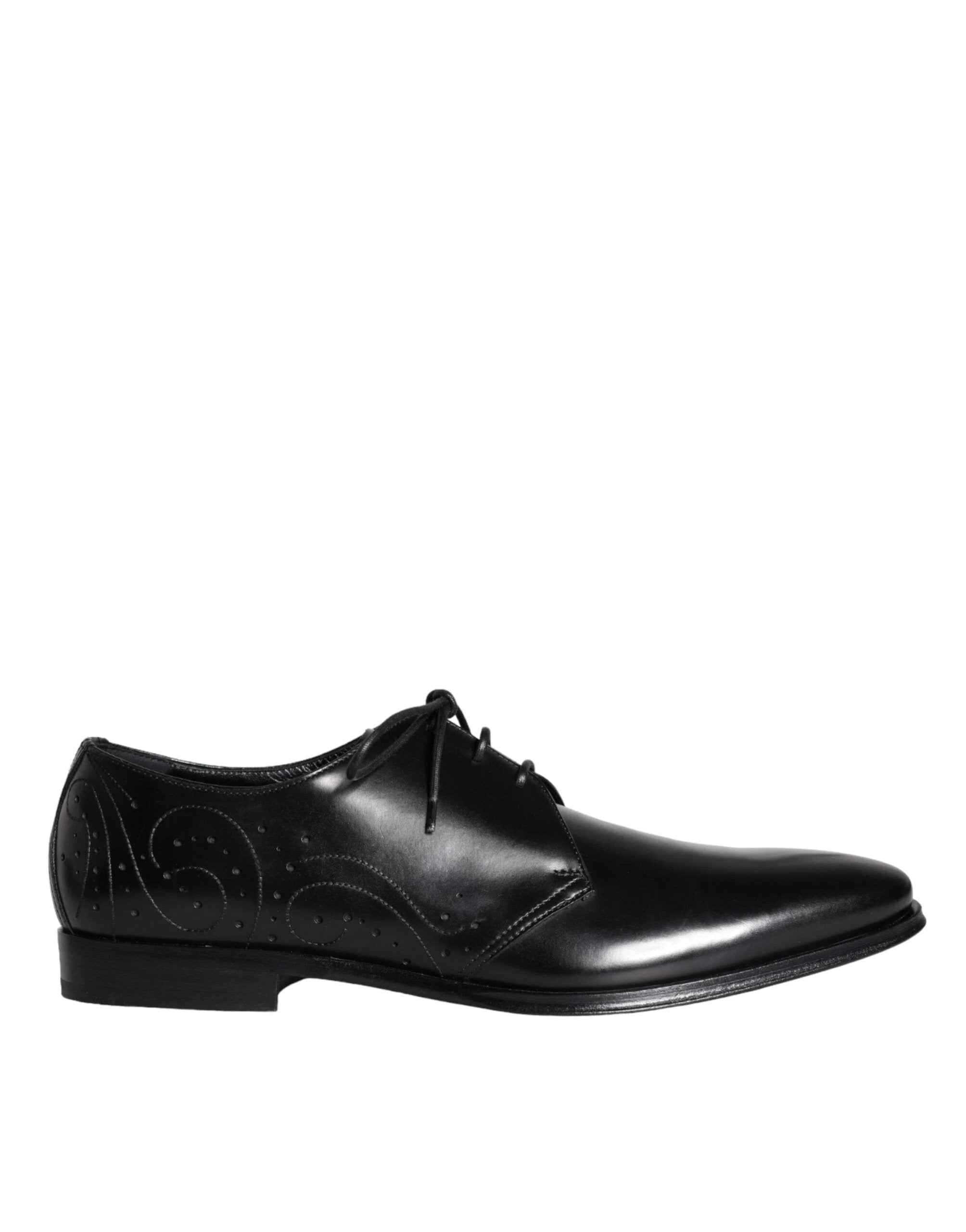 Dolce & Gabbana Black Calfskin Leather Derby Men Dress Shoes by Dolce & Gabbana