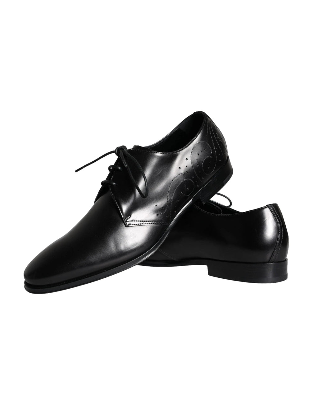 Dolce & Gabbana Black Calfskin Leather Derby Men Dress Shoes by Dolce & Gabbana