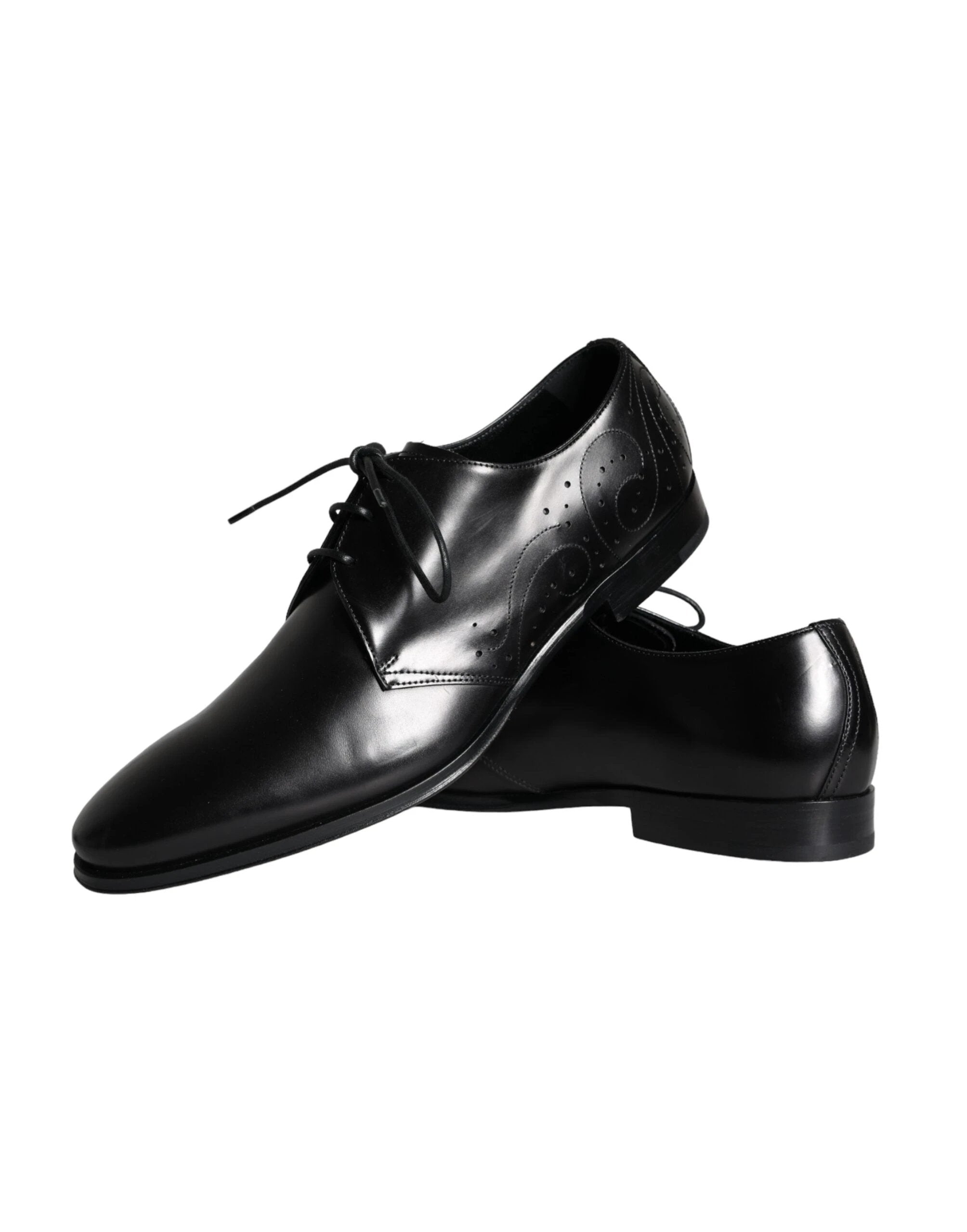 Dolce & Gabbana Black Calfskin Leather Derby Men Dress Shoes by Dolce & Gabbana