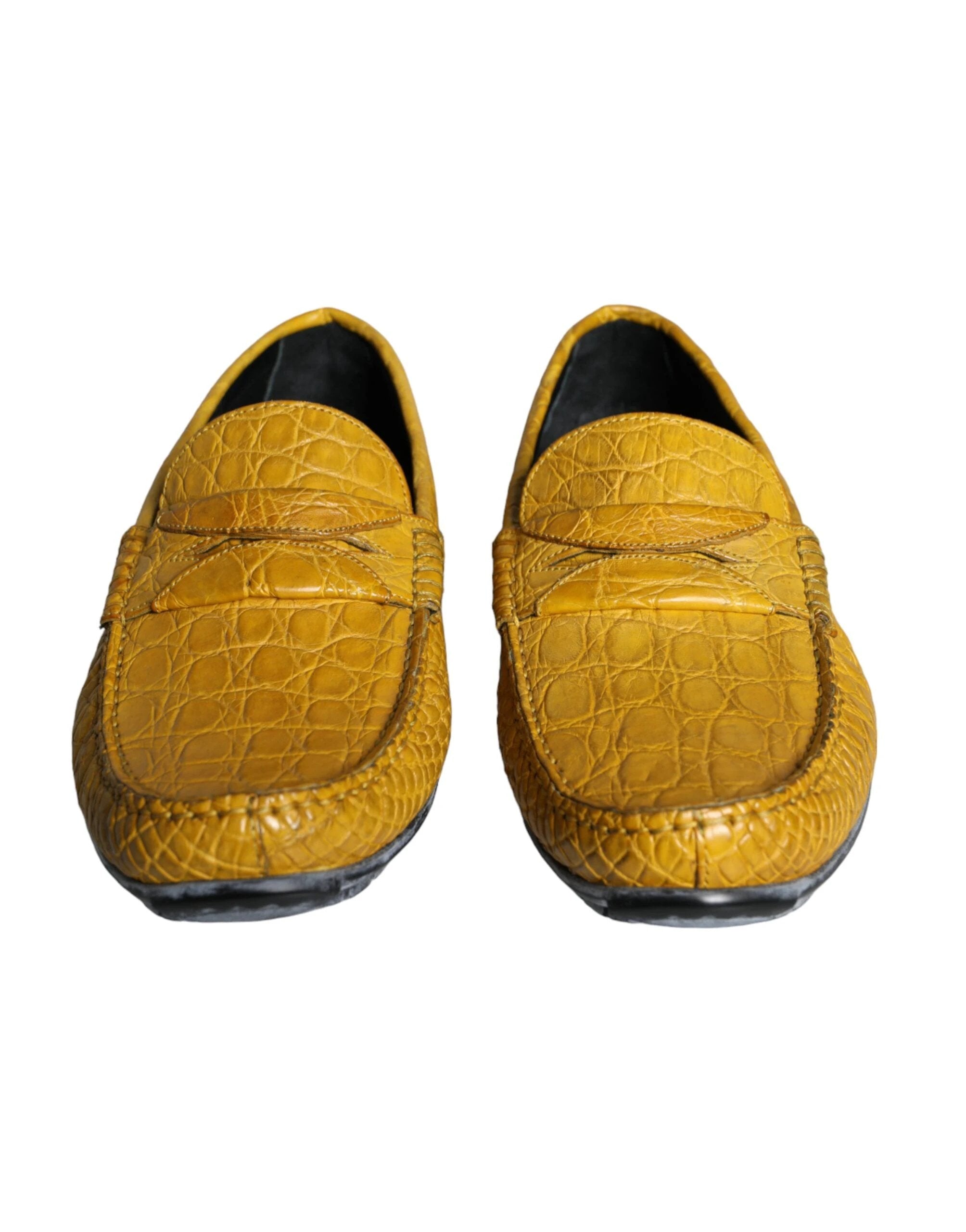 Dolce & Gabbana Yellow Leather Slip Mocassin Loafers Shoes by Dolce & Gabbana