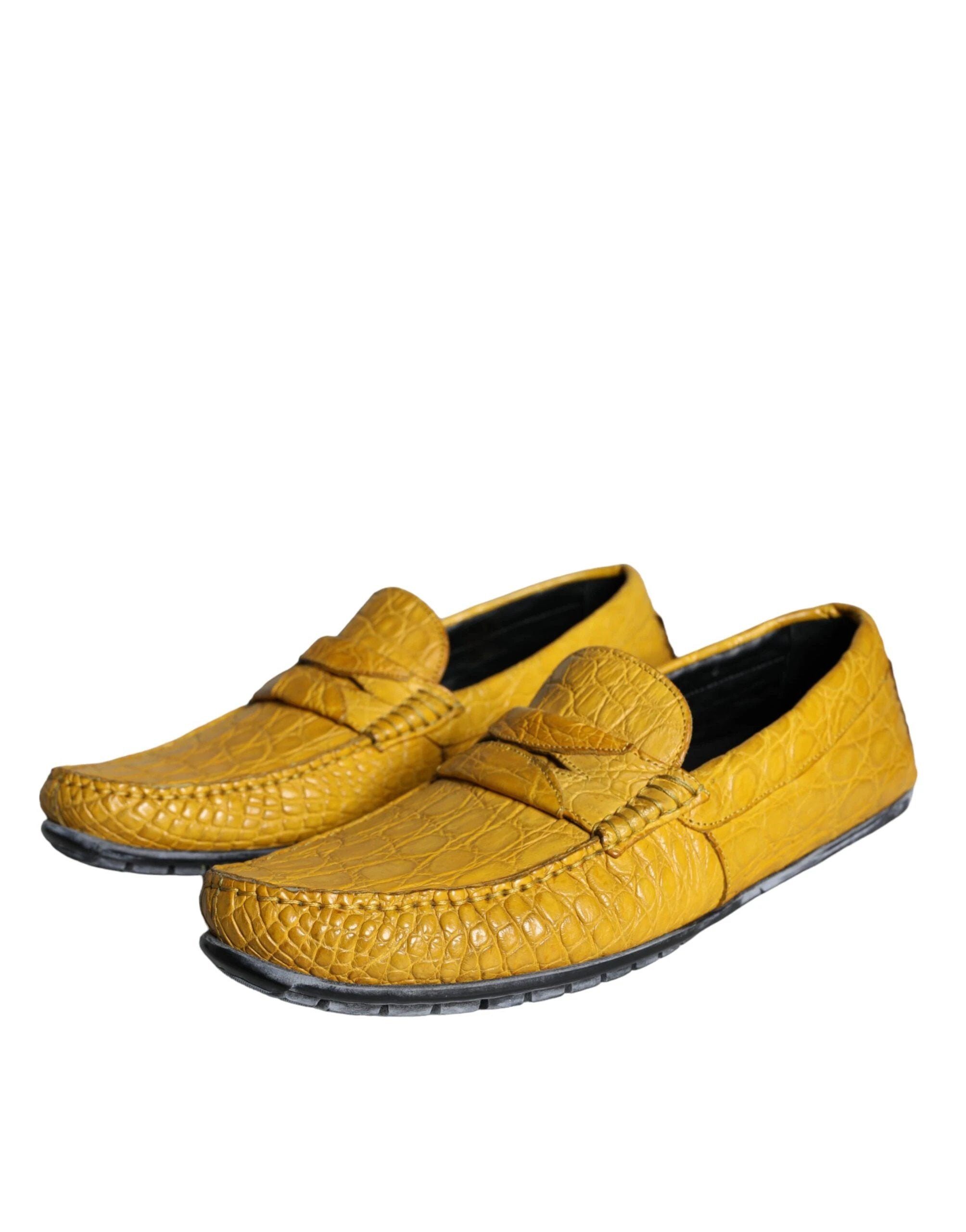 Dolce & Gabbana Yellow Leather Slip Mocassin Loafers Shoes by Dolce & Gabbana