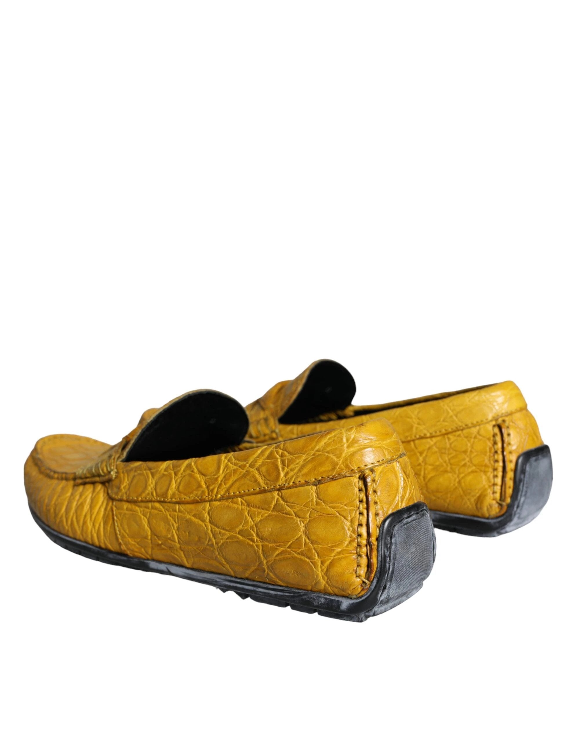 Dolce & Gabbana Yellow Leather Slip Mocassin Loafers Shoes by Dolce & Gabbana