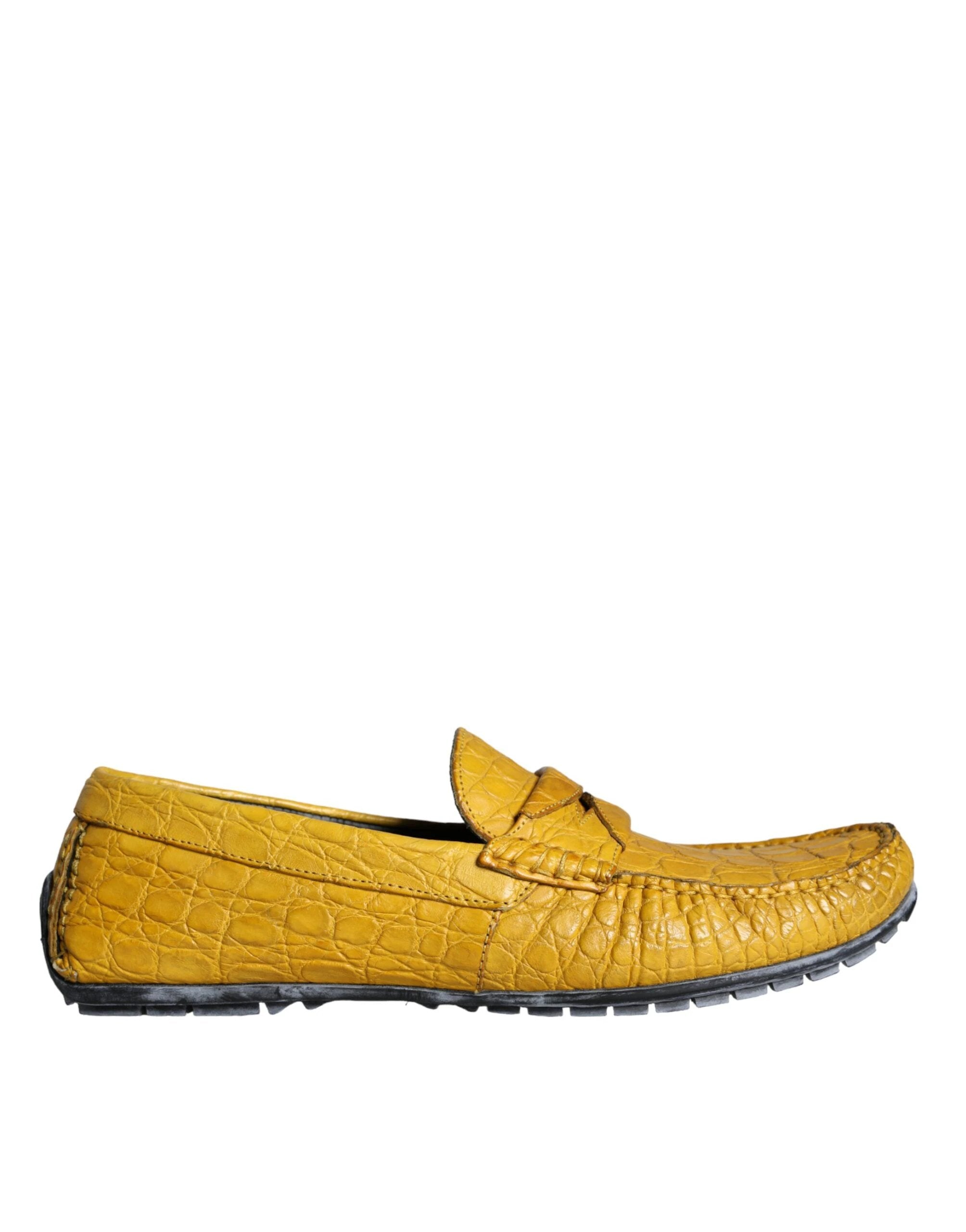Dolce & Gabbana Yellow Leather Slip Mocassin Loafers Shoes by Dolce & Gabbana