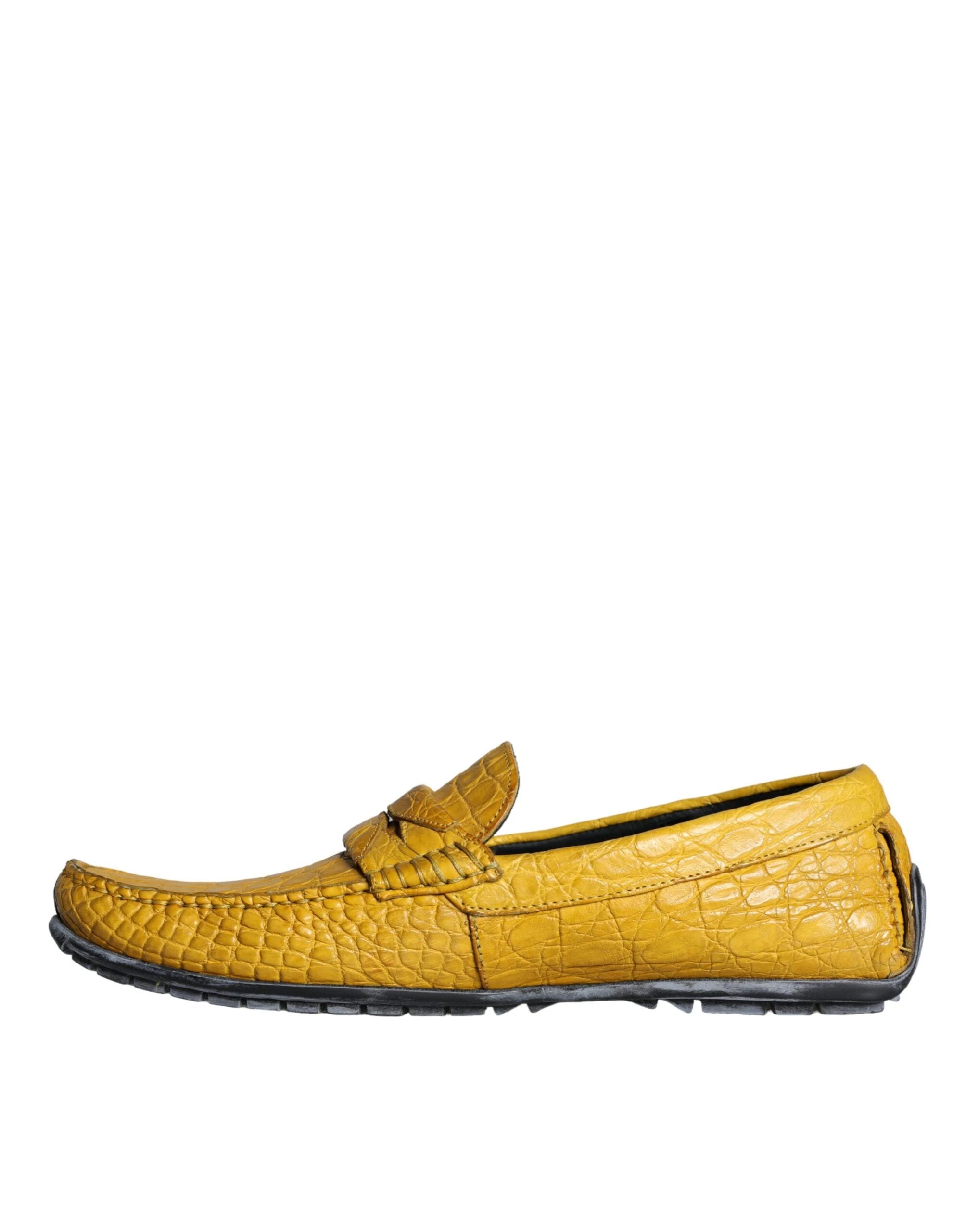 Dolce & Gabbana Yellow Leather Slip Mocassin Loafers Shoes by Dolce & Gabbana
