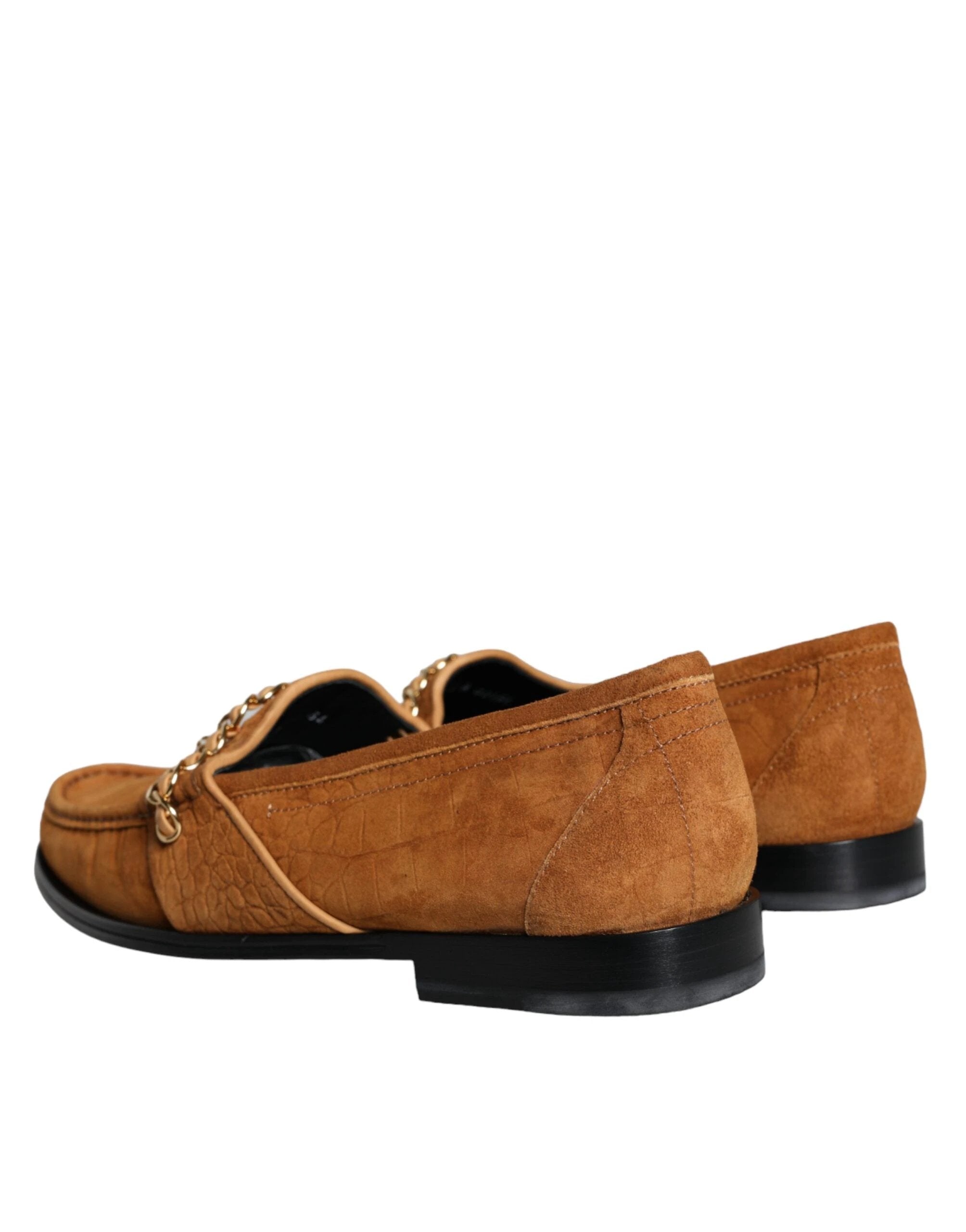 Dolce & Gabbana Brown Velvet Leather Logo Mocassin Slip On Shoes by Dolce & Gabbana