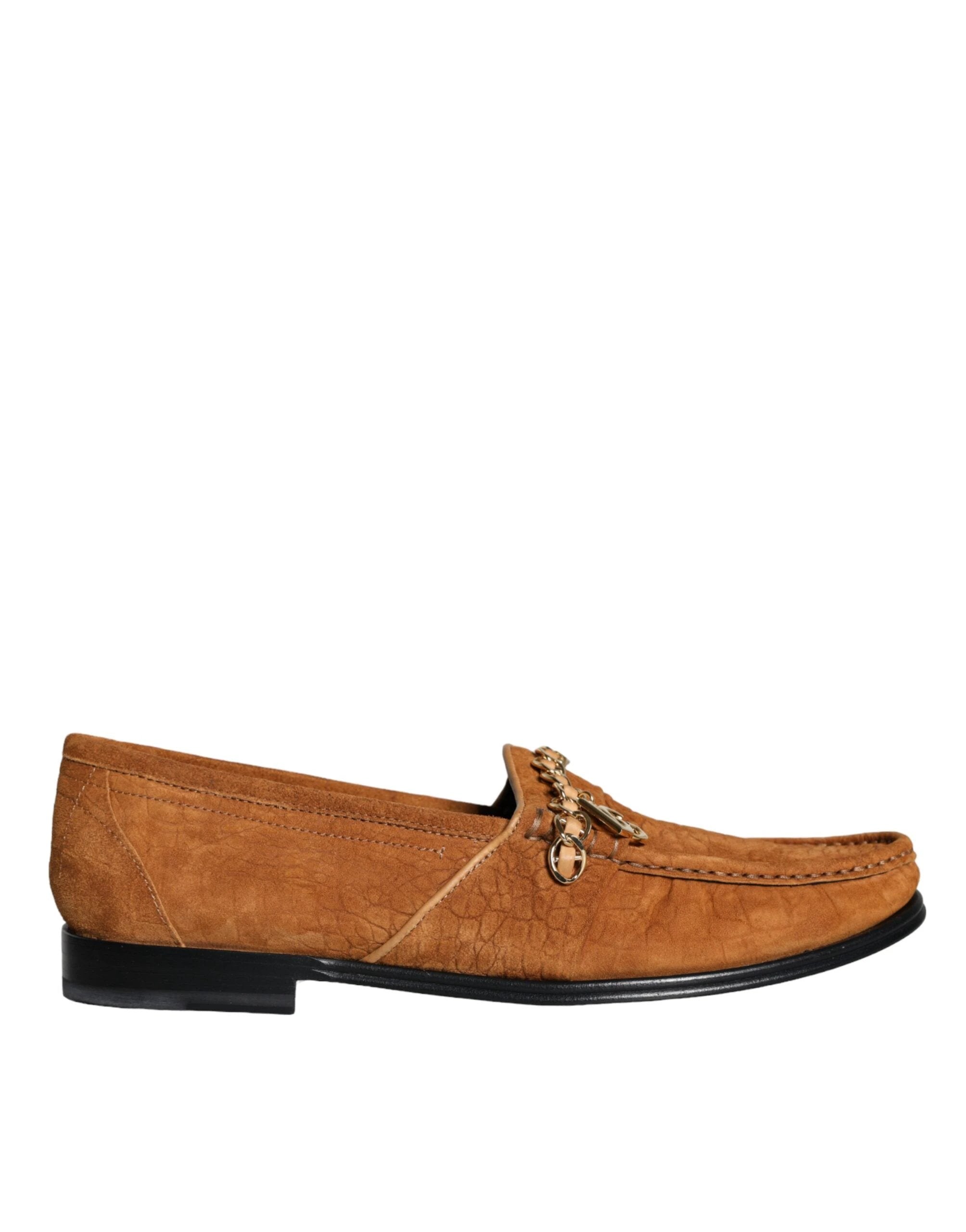 Dolce & Gabbana Brown Velvet Leather Logo Mocassin Slip On Shoes by Dolce & Gabbana