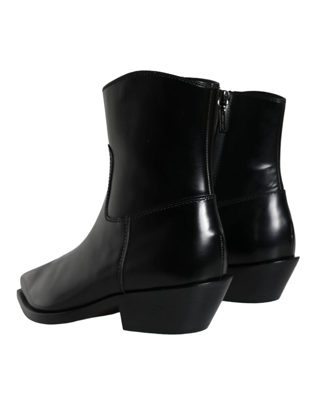 Dolce & Gabbana Black Leather Ankle Boots Booties Shoes by Dolce & Gabbana