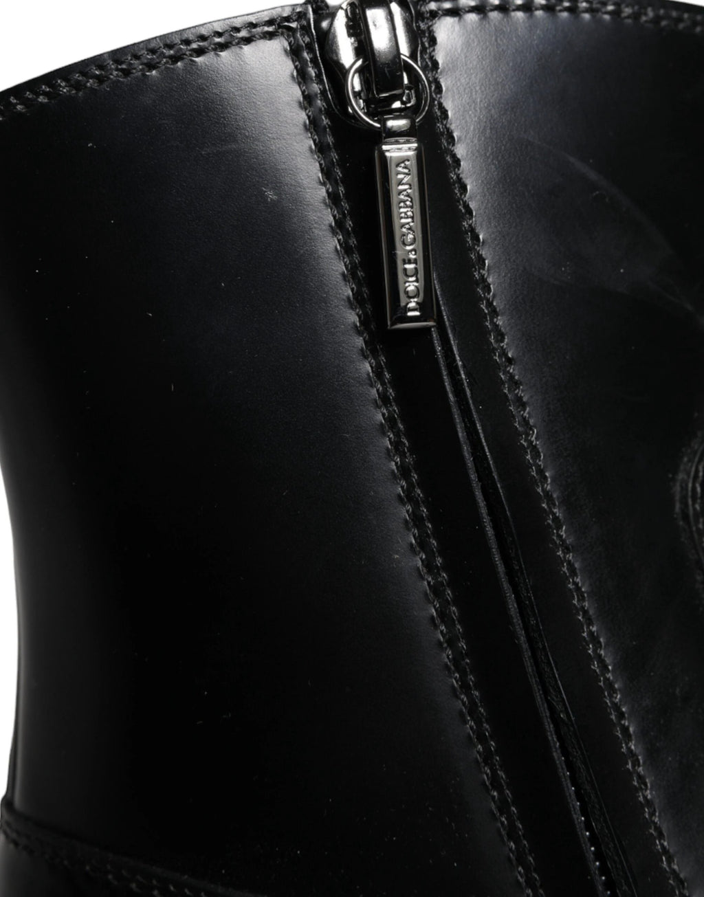Dolce & Gabbana Black Leather Ankle Boots Booties Shoes by Dolce & Gabbana
