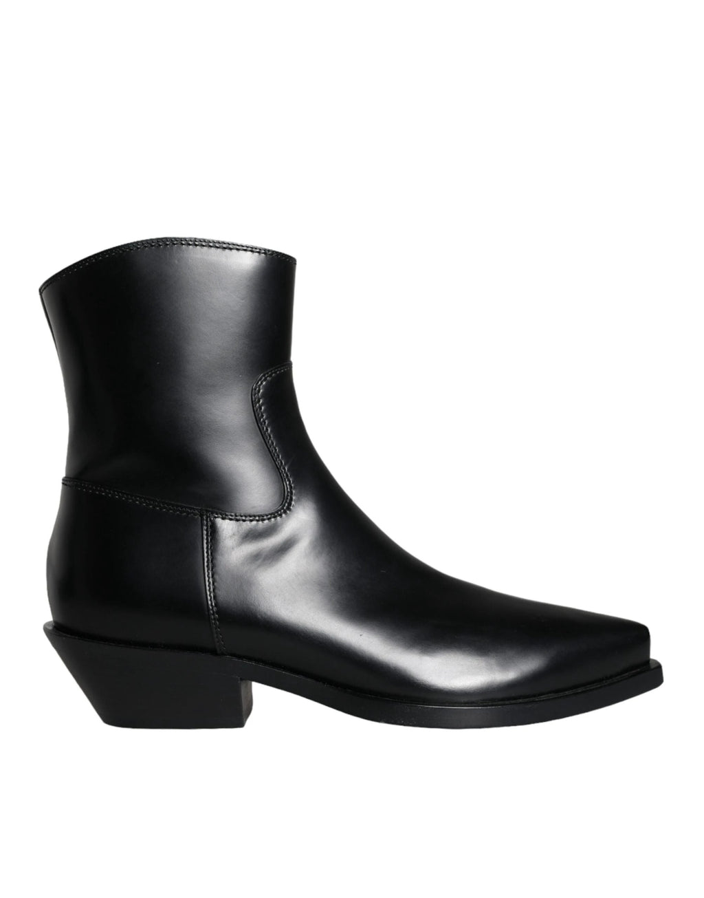 Dolce & Gabbana Black Leather Ankle Boots Booties Shoes by Dolce & Gabbana