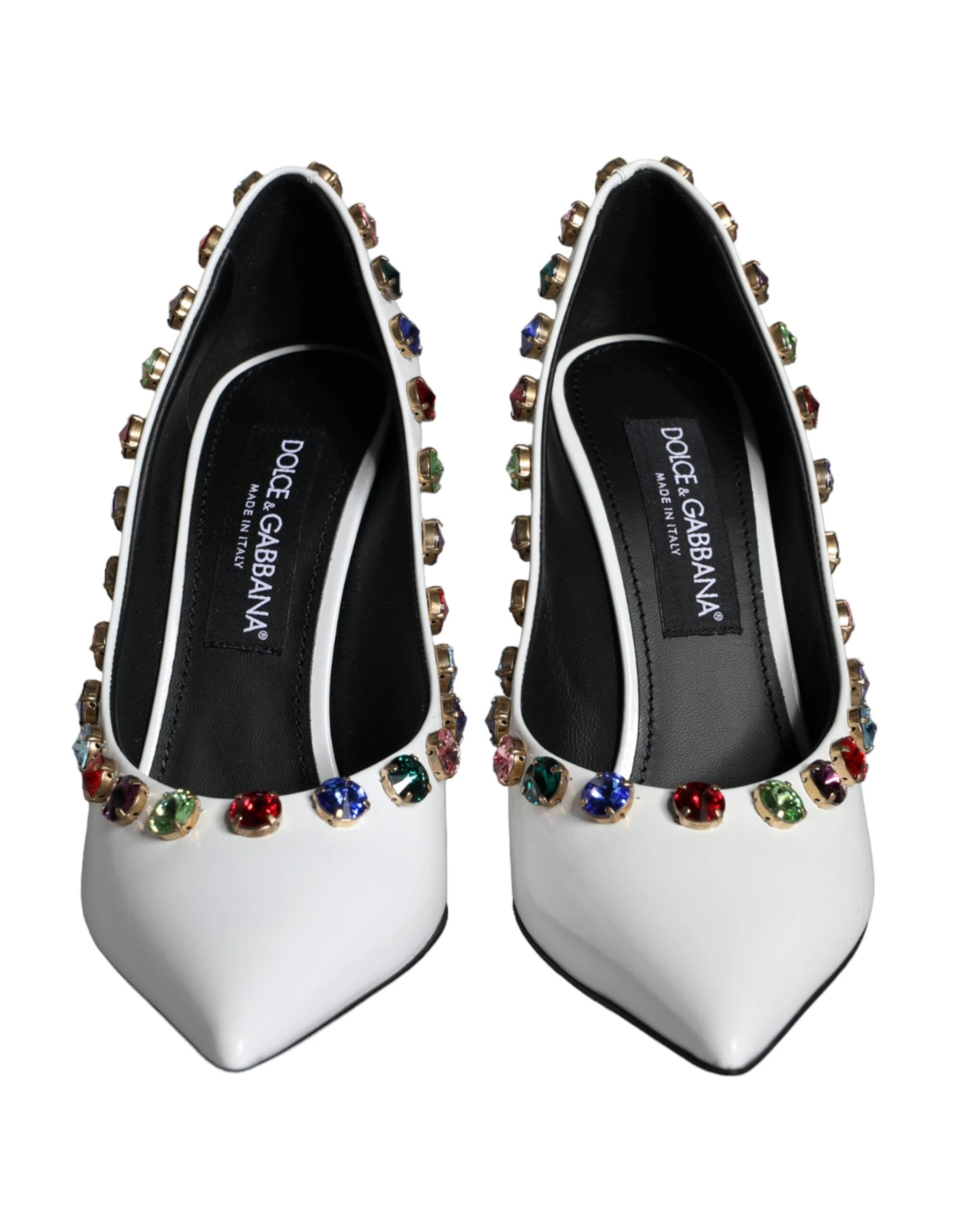 Dolce & Gabbana White Crystal Leather High Heels Pumps Shoes by Dolce & Gabbana