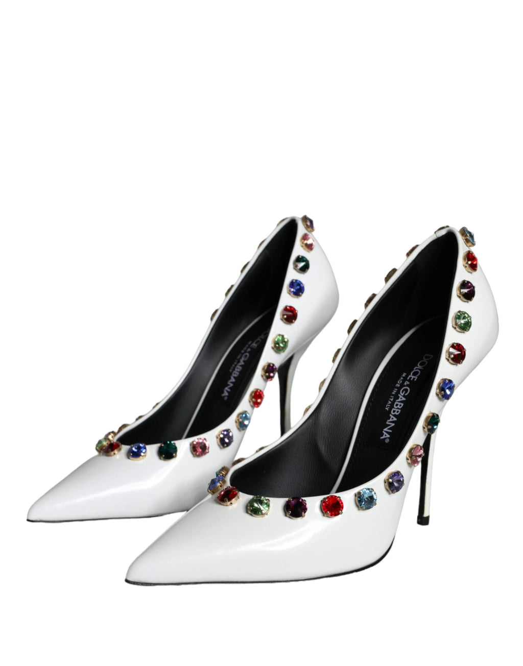 Dolce & Gabbana White Crystal Leather High Heels Pumps Shoes by Dolce & Gabbana