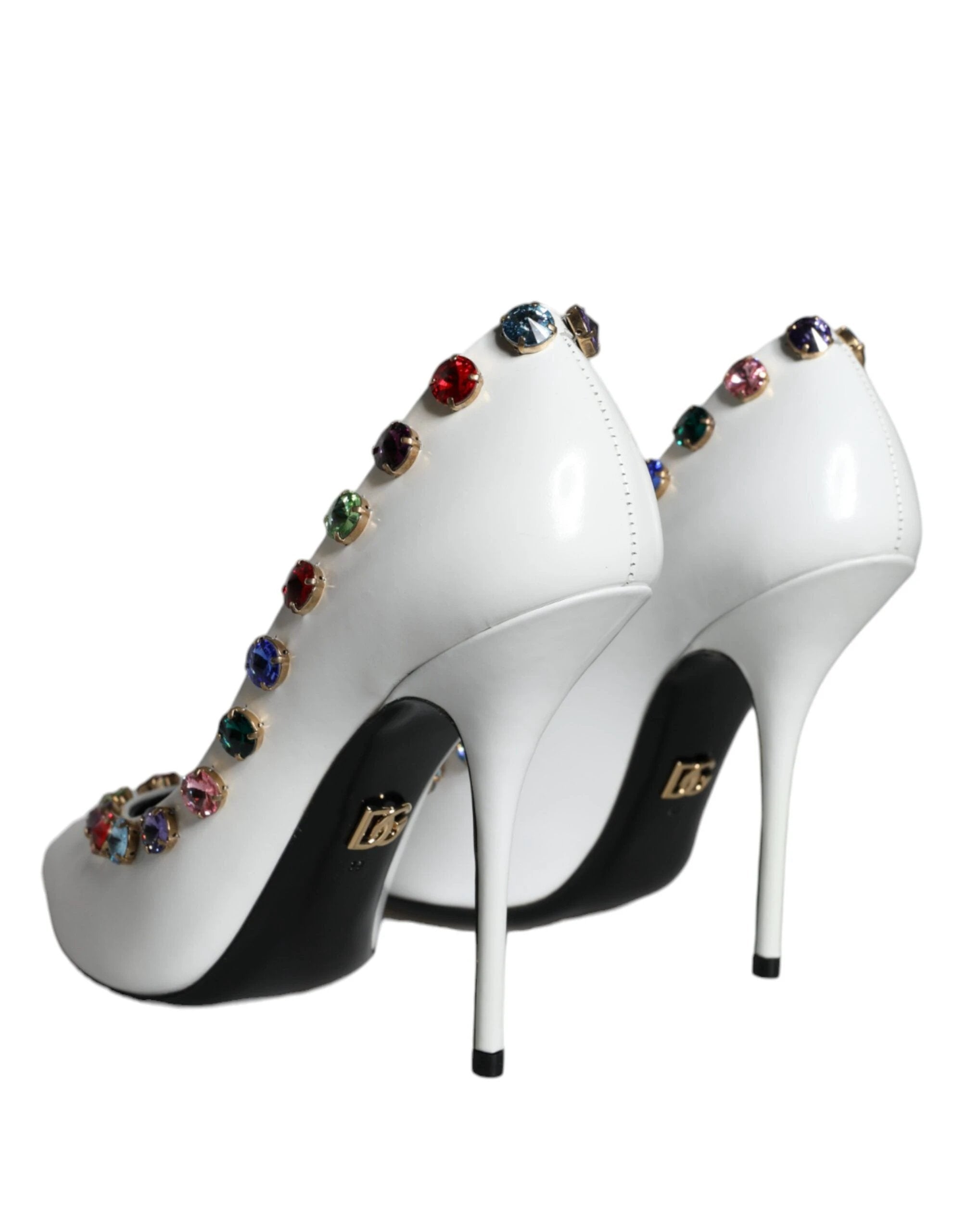 Dolce & Gabbana White Crystal Leather High Heels Pumps Shoes by Dolce & Gabbana