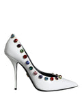 Dolce & Gabbana White Crystal Leather High Heels Pumps Shoes by Dolce & Gabbana