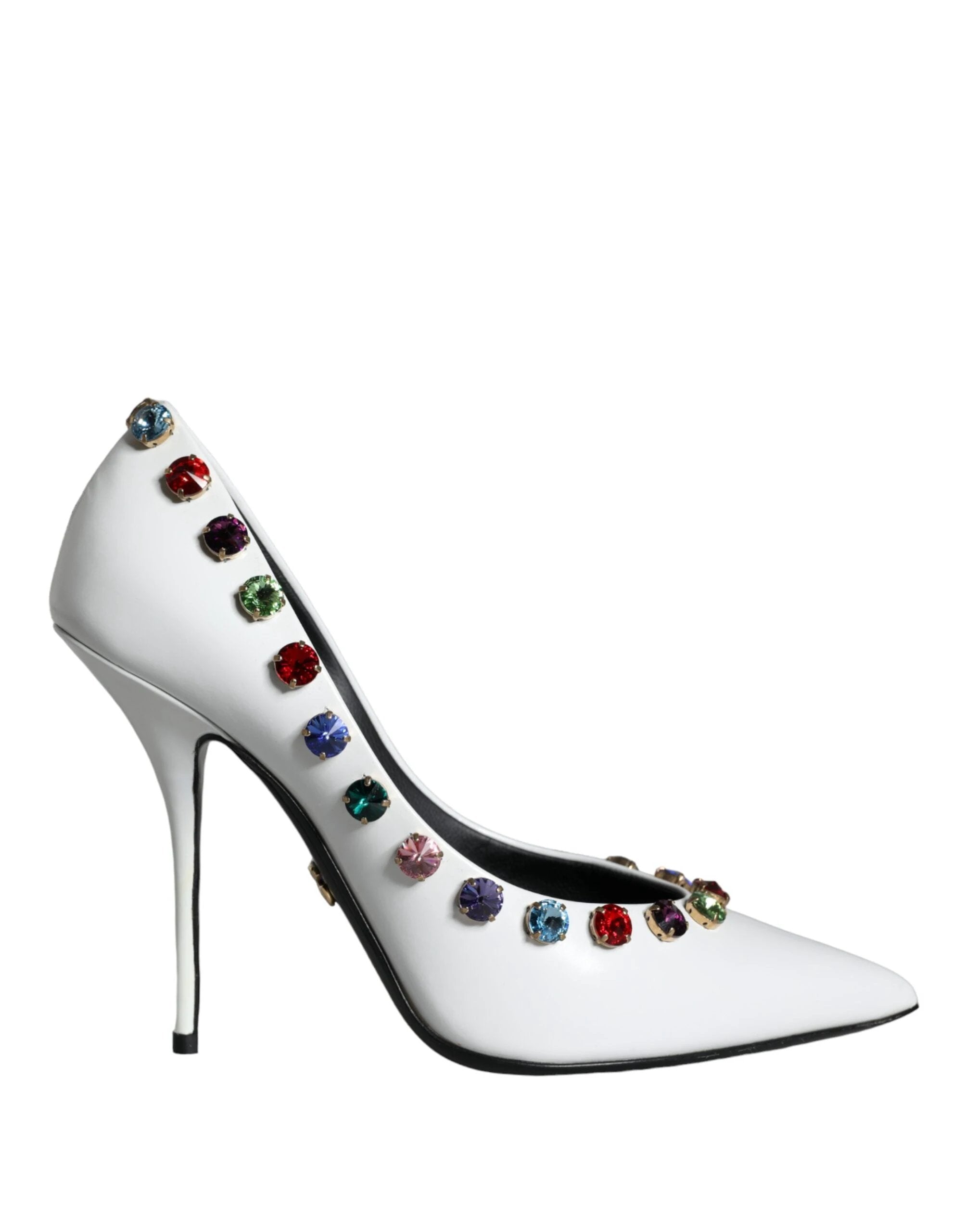 Dolce & Gabbana White Crystal Leather High Heels Pumps Shoes by Dolce & Gabbana