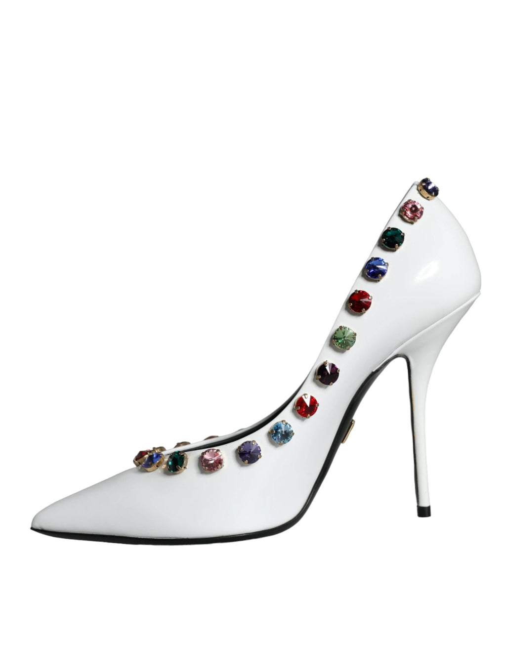 Dolce & Gabbana White Crystal Leather High Heels Pumps Shoes by Dolce & Gabbana