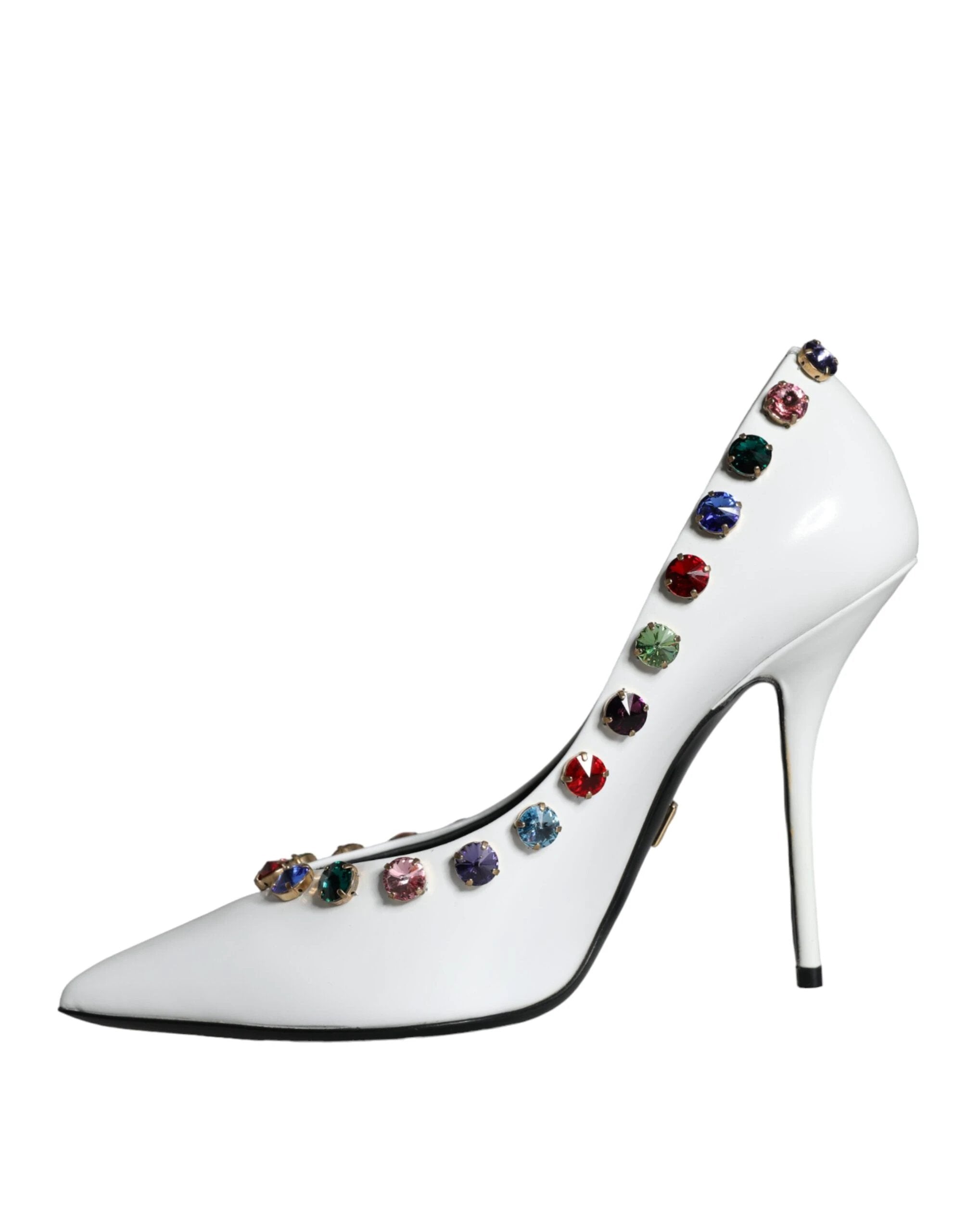 Dolce & Gabbana White Crystal Leather High Heels Pumps Shoes by Dolce & Gabbana