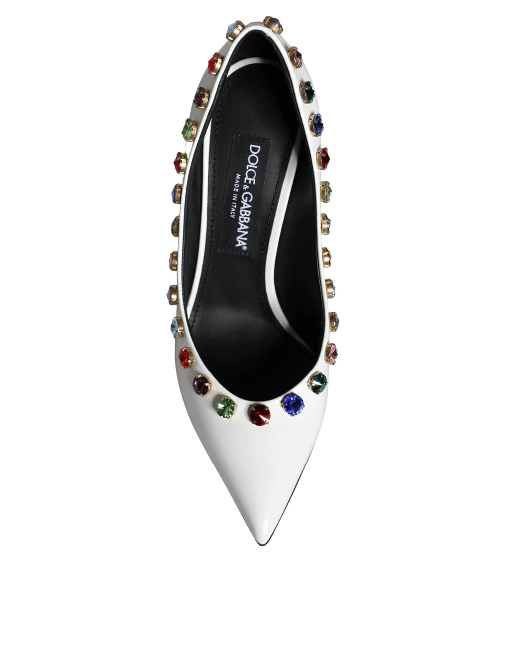 Dolce & Gabbana White Crystal Leather High Heels Pumps Shoes by Dolce & Gabbana