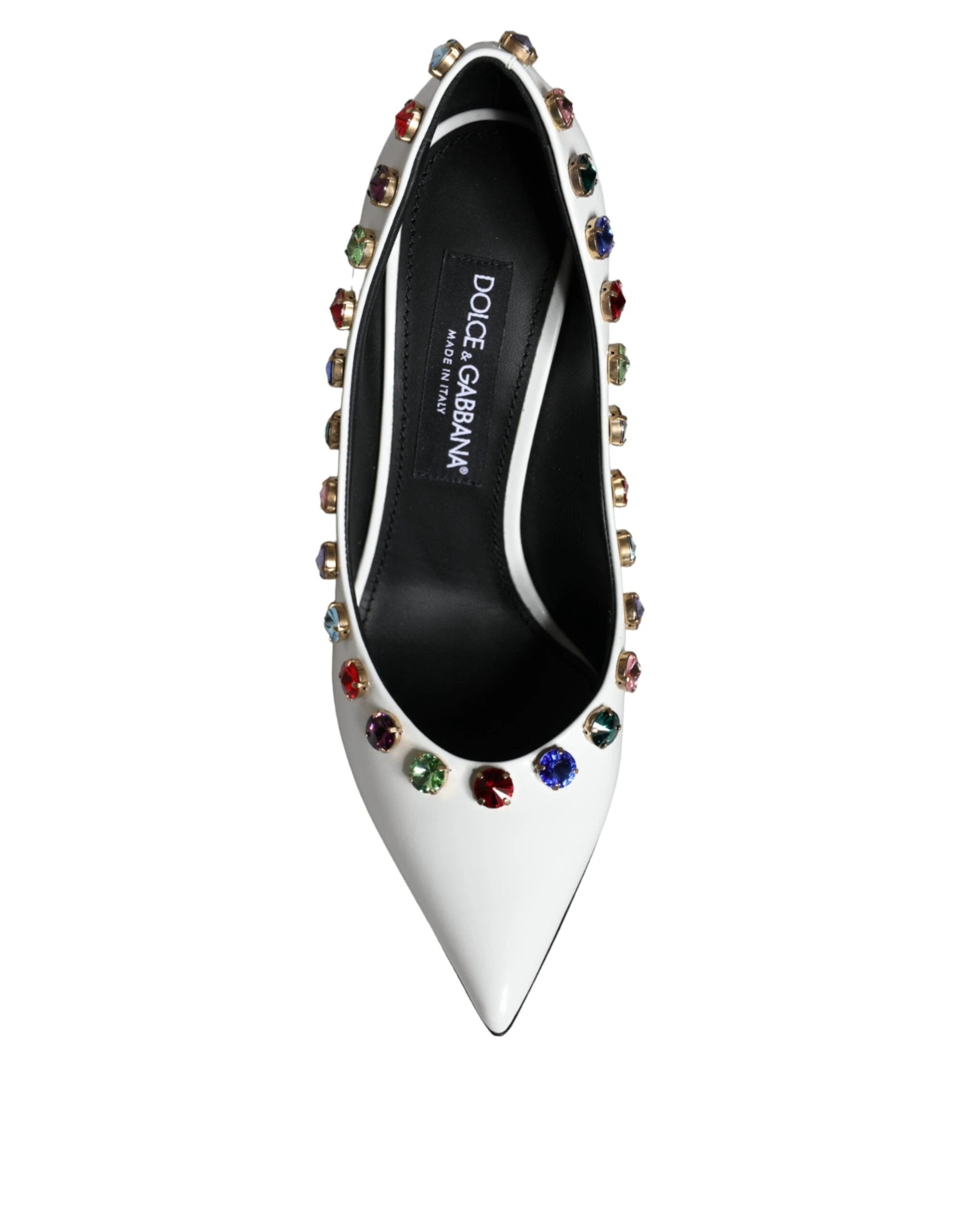 Dolce & Gabbana White Crystal Leather High Heels Pumps Shoes by Dolce & Gabbana