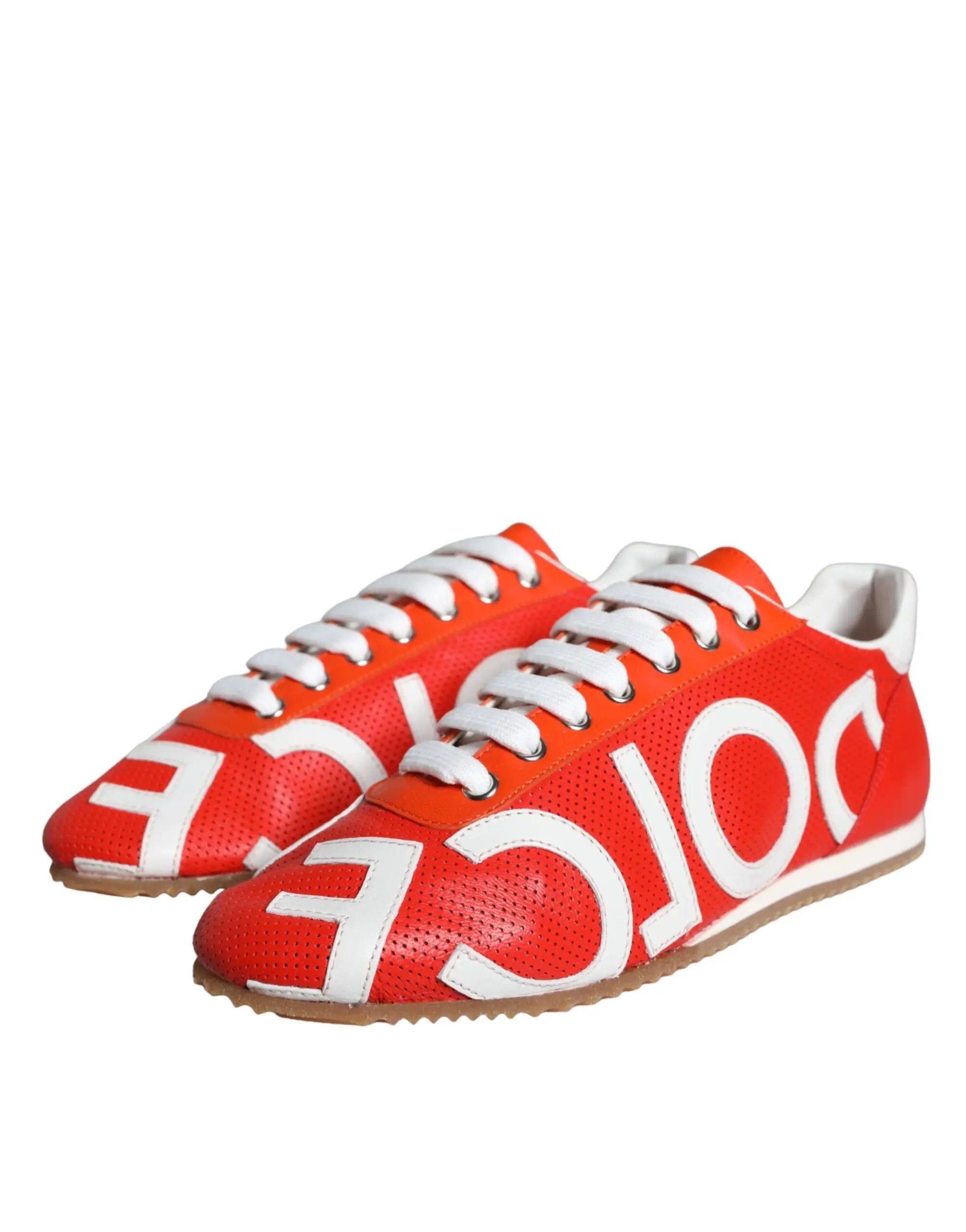 Baskets décontractées Dolce &amp; Gabbana en cuir rouge et blanc avec logo