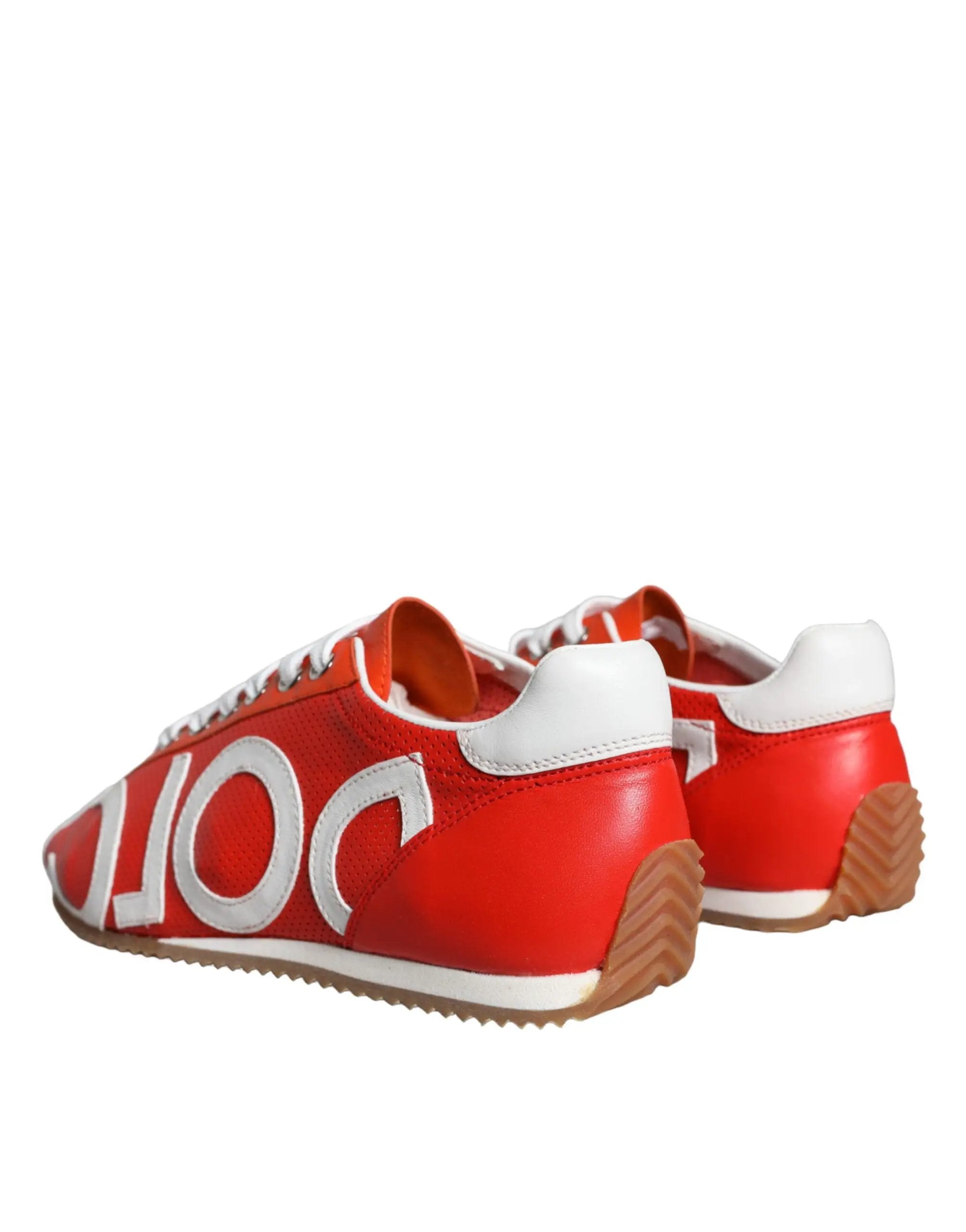 Baskets décontractées Dolce &amp; Gabbana en cuir rouge et blanc avec logo
